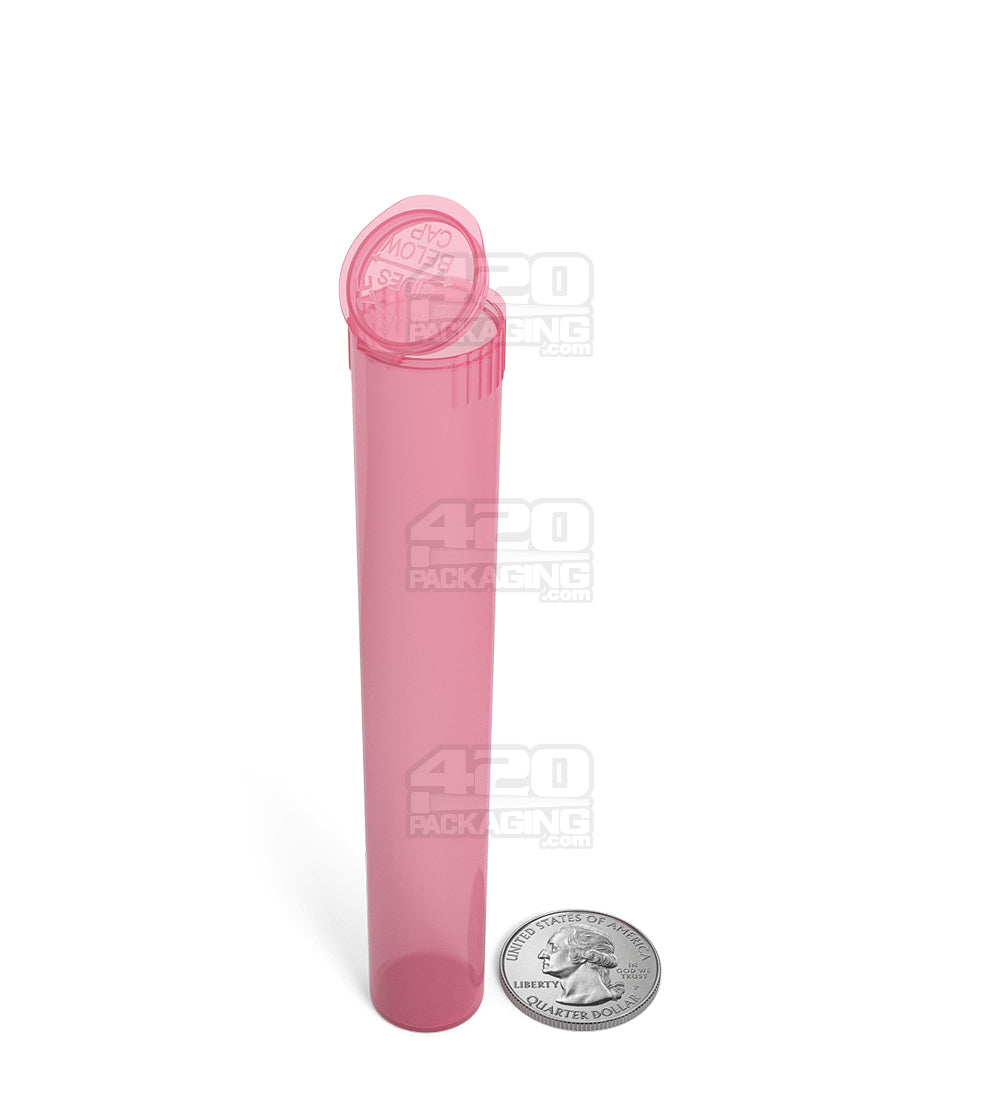 Child Resistant | King Size Pop Top Translucent Plastic Pre-Roll PCR Tubes | 116mm - Pink - 1000 Count