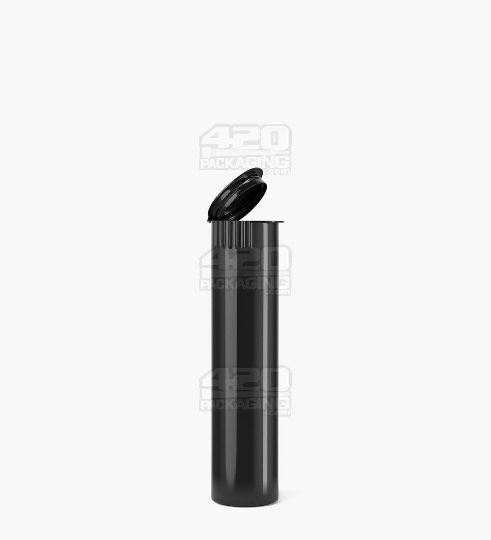 Child Resistant | Pop Top Opaque Plastic Pre-Roll Tubes (Open) | 78mm - Black - 1200 Count