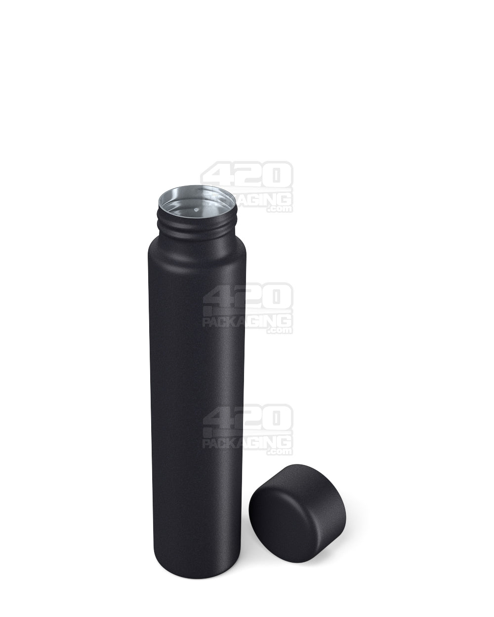 Child Resistant | Push Down and Turn Screw On Opaque Metal Pre-Roll Tubes w/ Cap | 95mm - Black - 100 Count
