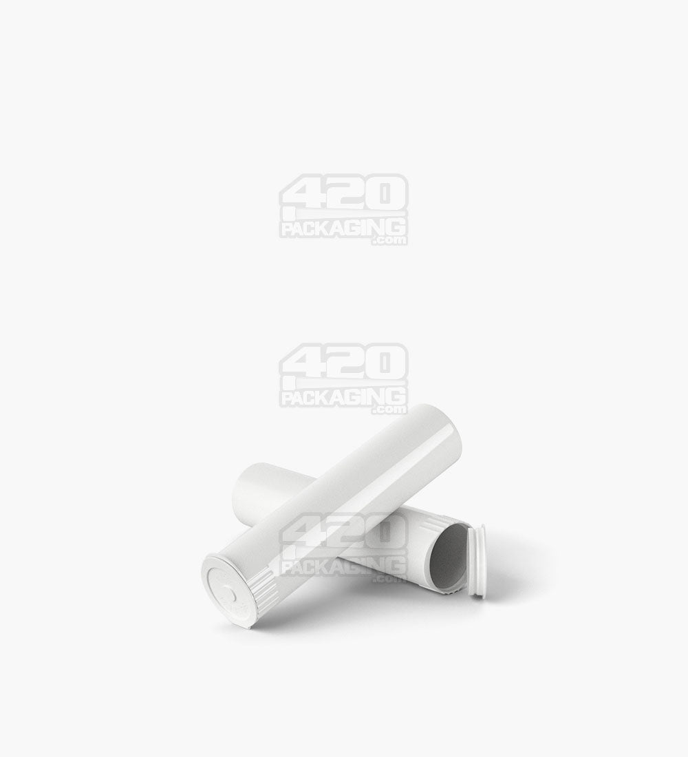 Child Resistant | Pop Top Opaque Plastic Pre-Roll Tubes (Open) | 78mm - White - 1200 Count