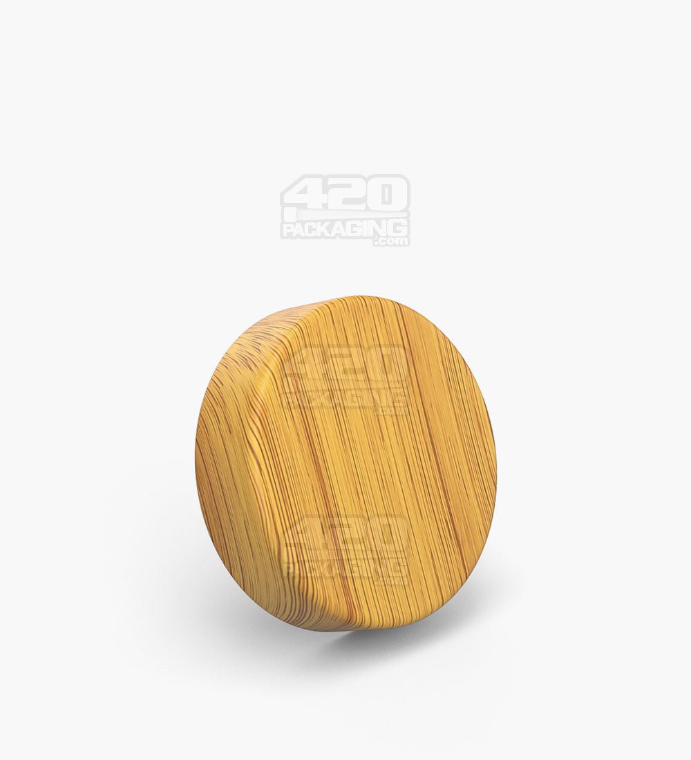 53mm Flat Push Down and Turn Plastic CR Caps with Foam Liner - Bamboo Wood - 100/Box - 1