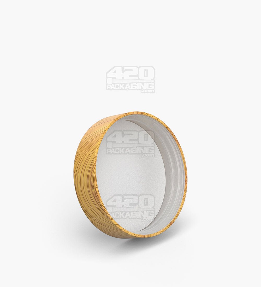 53mm Flat Push Down and Turn Plastic CR Caps with Foam Liner - Bamboo Wood - 100/Box - 2
