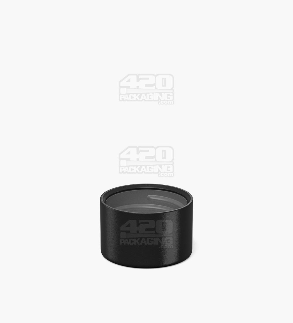 Child Resistant | Smooth Push Down & Turn Plastic Caps for Wide Body Glass Tube | 28mm - Matte Black - 200 Count