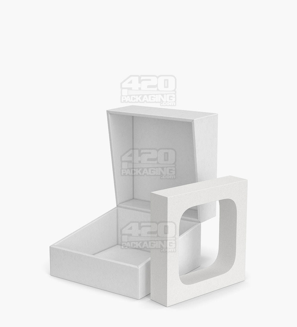 Child Resistant | 100% Recyclable Magnetic Qube Concentrate Container Cardboard Box w/ Foam Interior | 43mm - White - 100 Count