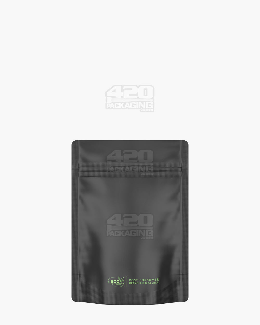 Tamper Evident | Matte Black PCR Mylar Bags (No Tear Notch) | 3.7in x 5in - 3.5g - 1000 Count