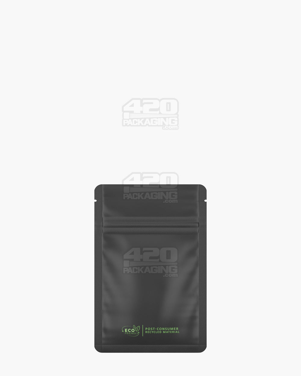 Matte-Black 3" x 4.5" PCR Vista Mylar Tamper Evident Bags w/ Tear Notch (1 gram) 1000/Box - 2