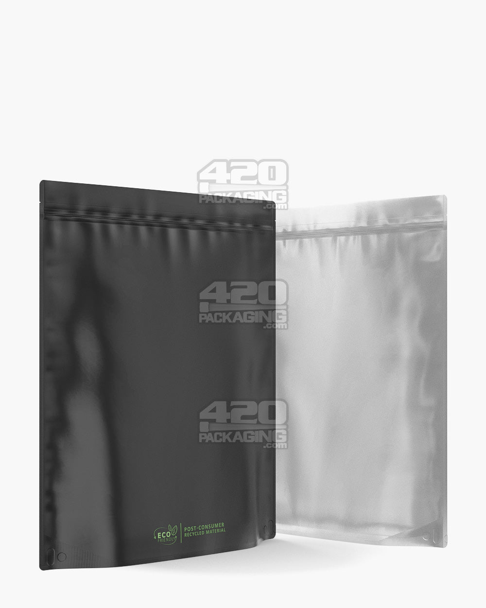 Tamper Evident | Matte Black Vista PCR Mylar Bags (Tear Notch) | 14.6in x 16.4in - 448g - 100 Count