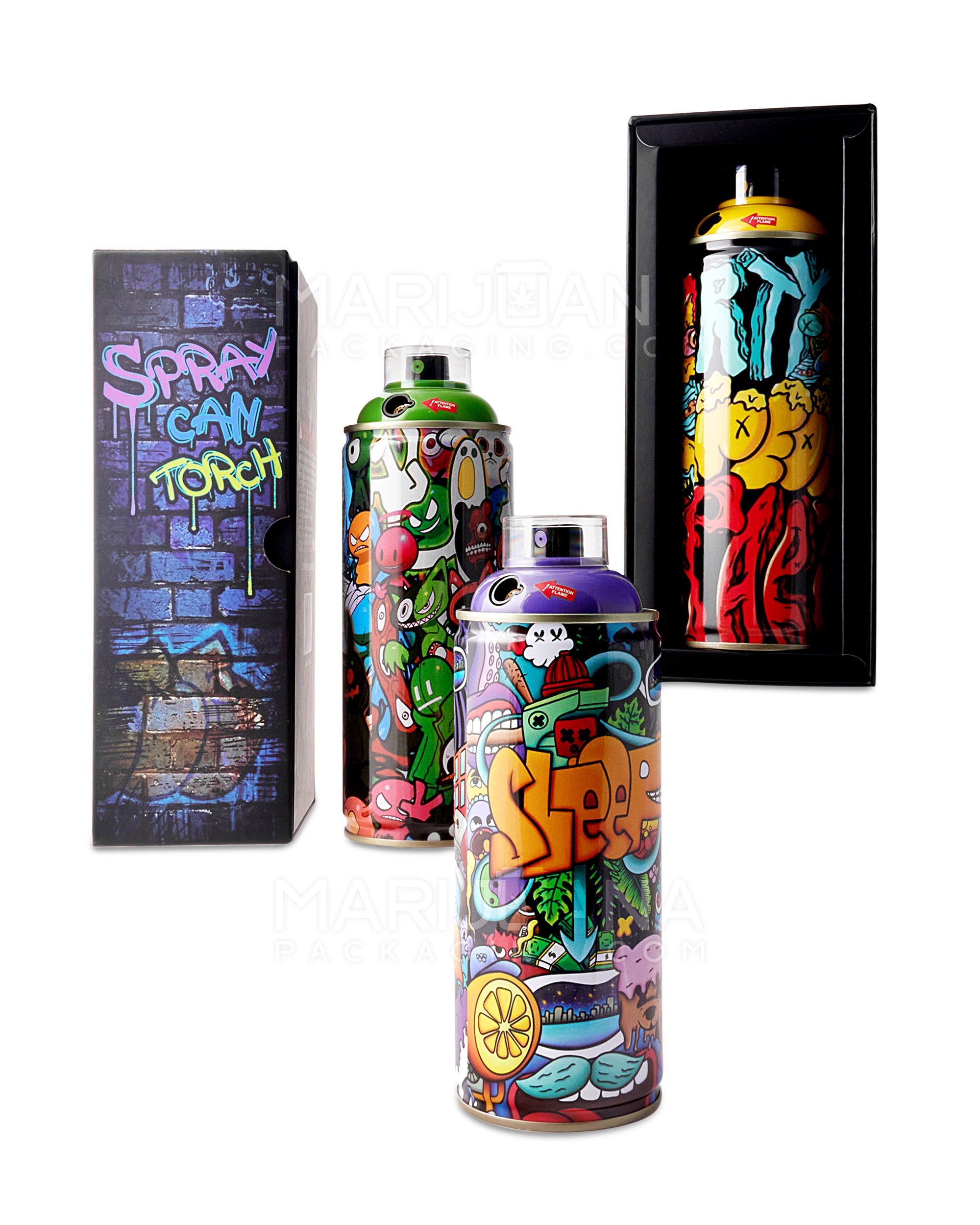 TECHNO TORCH | Graffiti Art Design Aluminum Spray Can Flame Torch | 7.5in Tall - Butane - Green