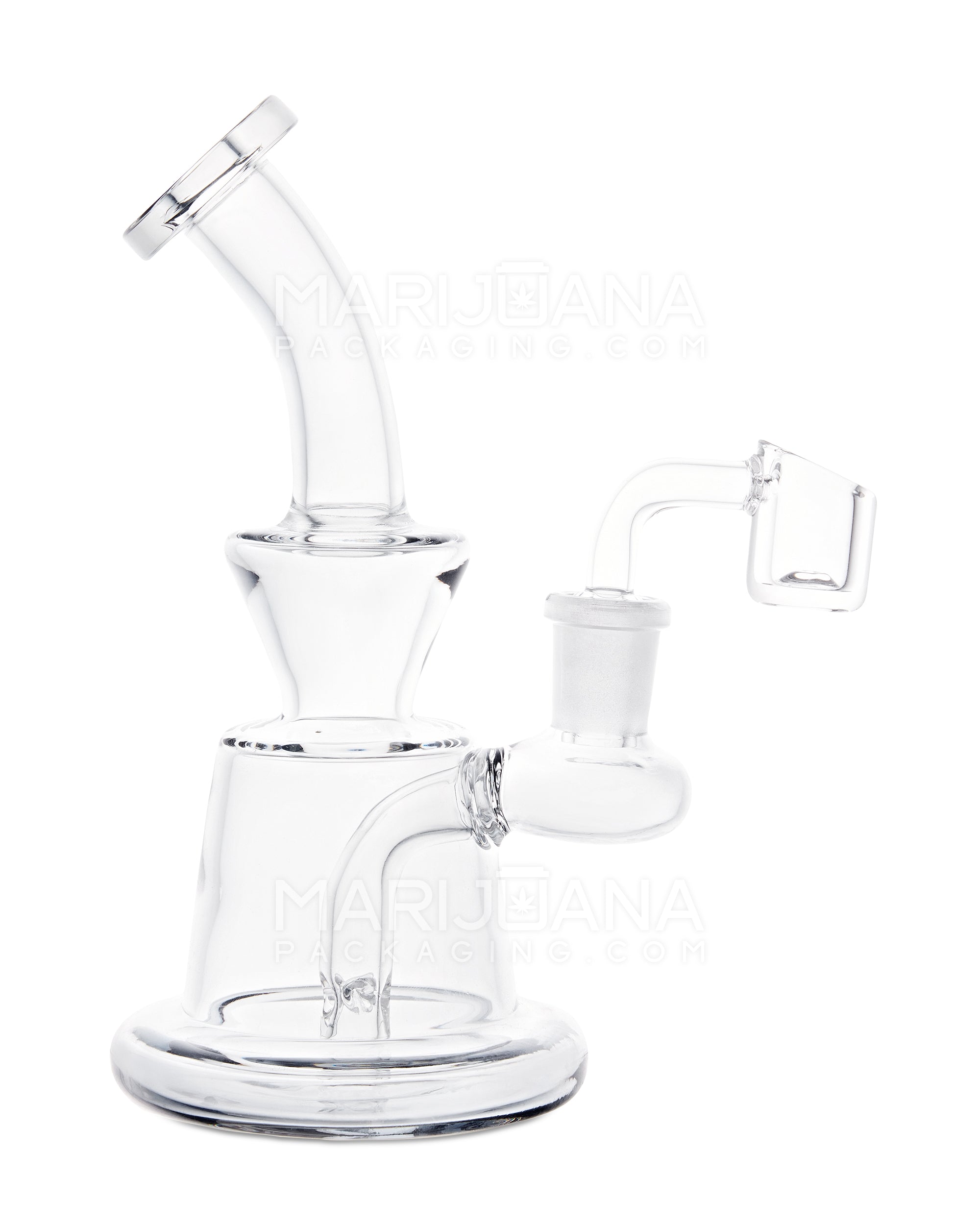 Bent Neck Iridescent Glass Dab Rig | 6in Tall - 14mm Banger - Smoke