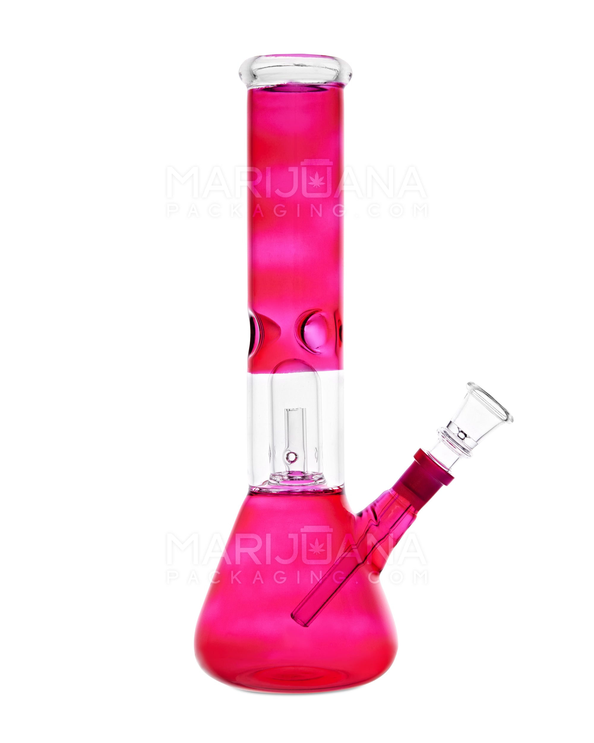 Straight Neck Showerhead Perc Glass Beaker Water Pipe w/ Ice Catcher | 10in Tall - 14mm Bowl - Red