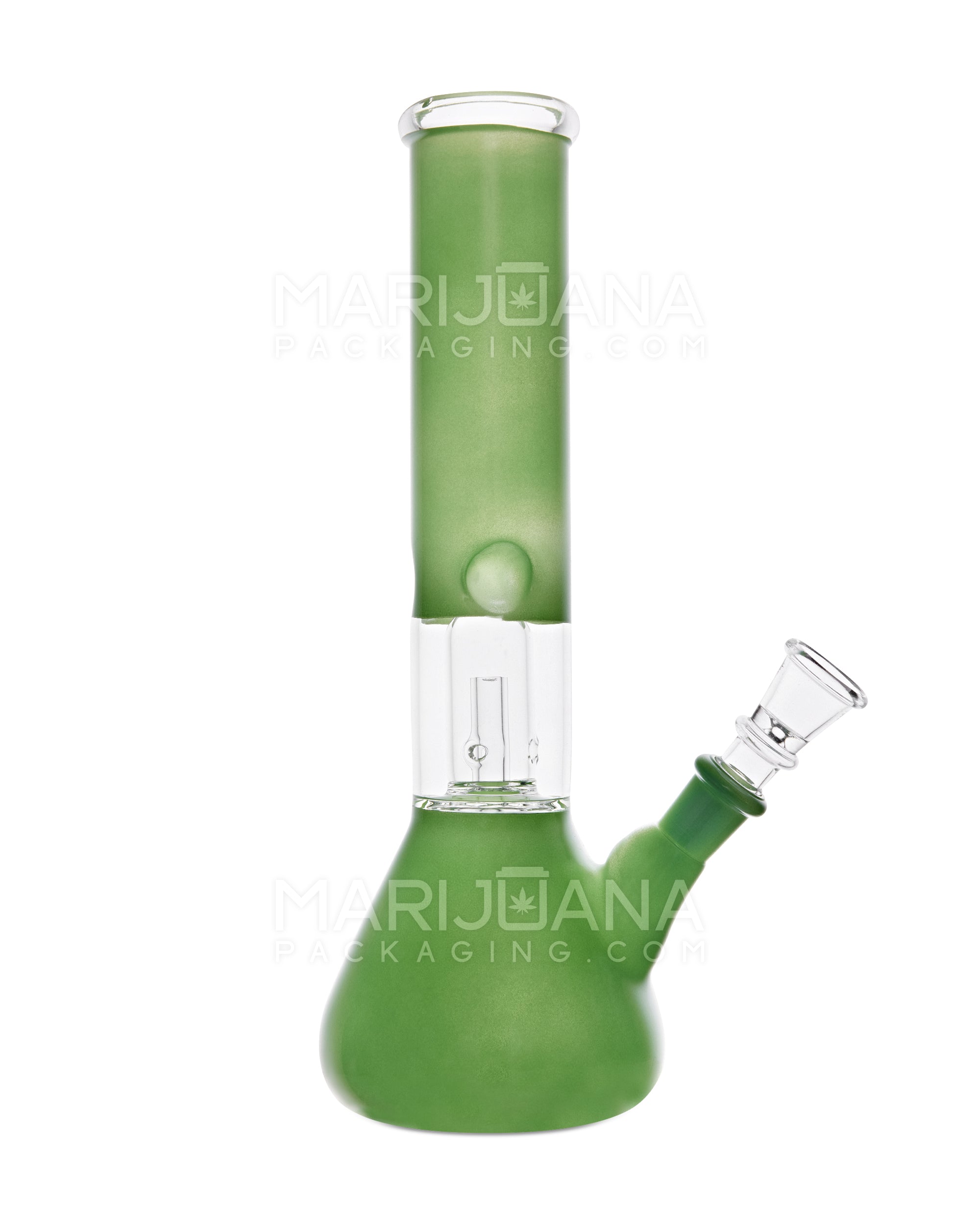 Straight Neck Showerhead Perc Glass Beaker Water Pipe w/ Ice Catcher | 10in Tall - 14mm Bowl - Green