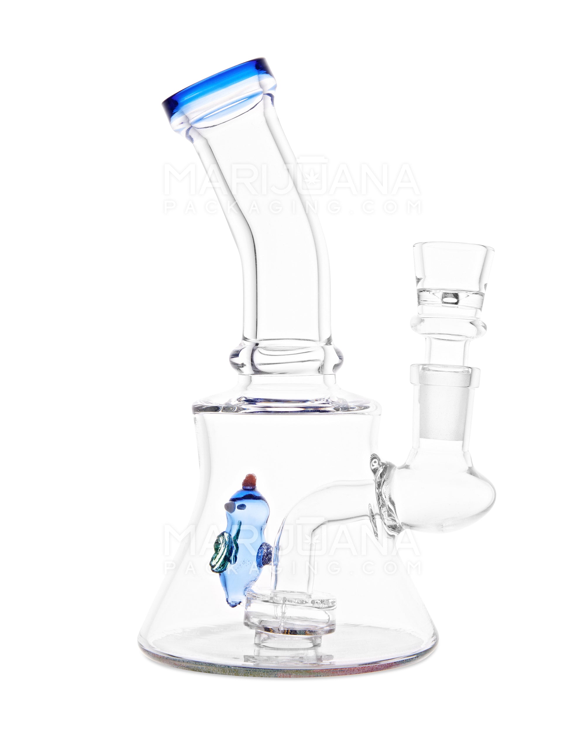 Bent Neck R&M Bee Showerhead Perc Glass Water Pipe w/ Base Decals | 7in Tall - 14mm Bowl - Assorted - 1