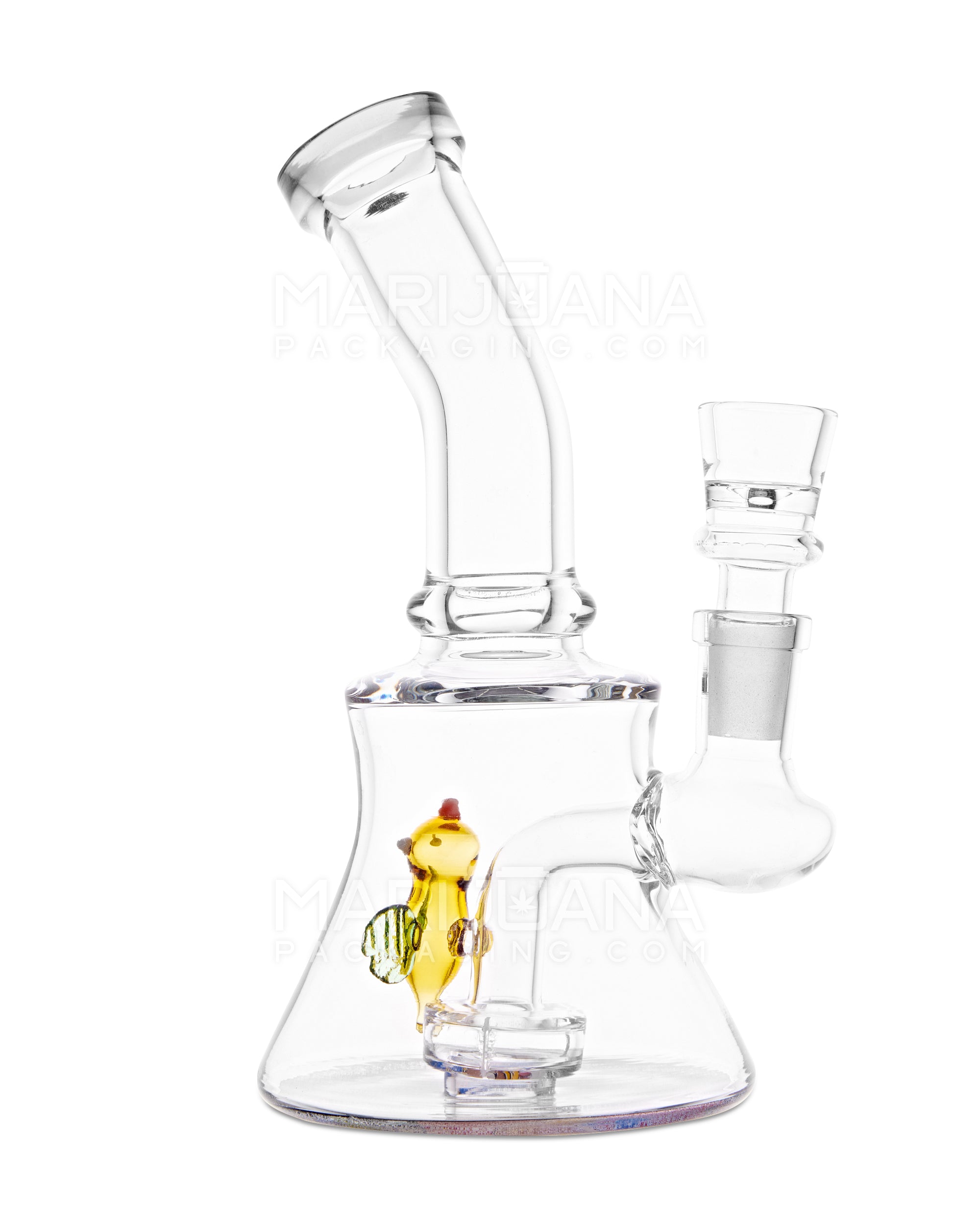 Bent Neck R&M Bee Showerhead Perc Glass Water Pipe w/ Base Decals | 7in Tall - 14mm Bowl - Assorted - 4
