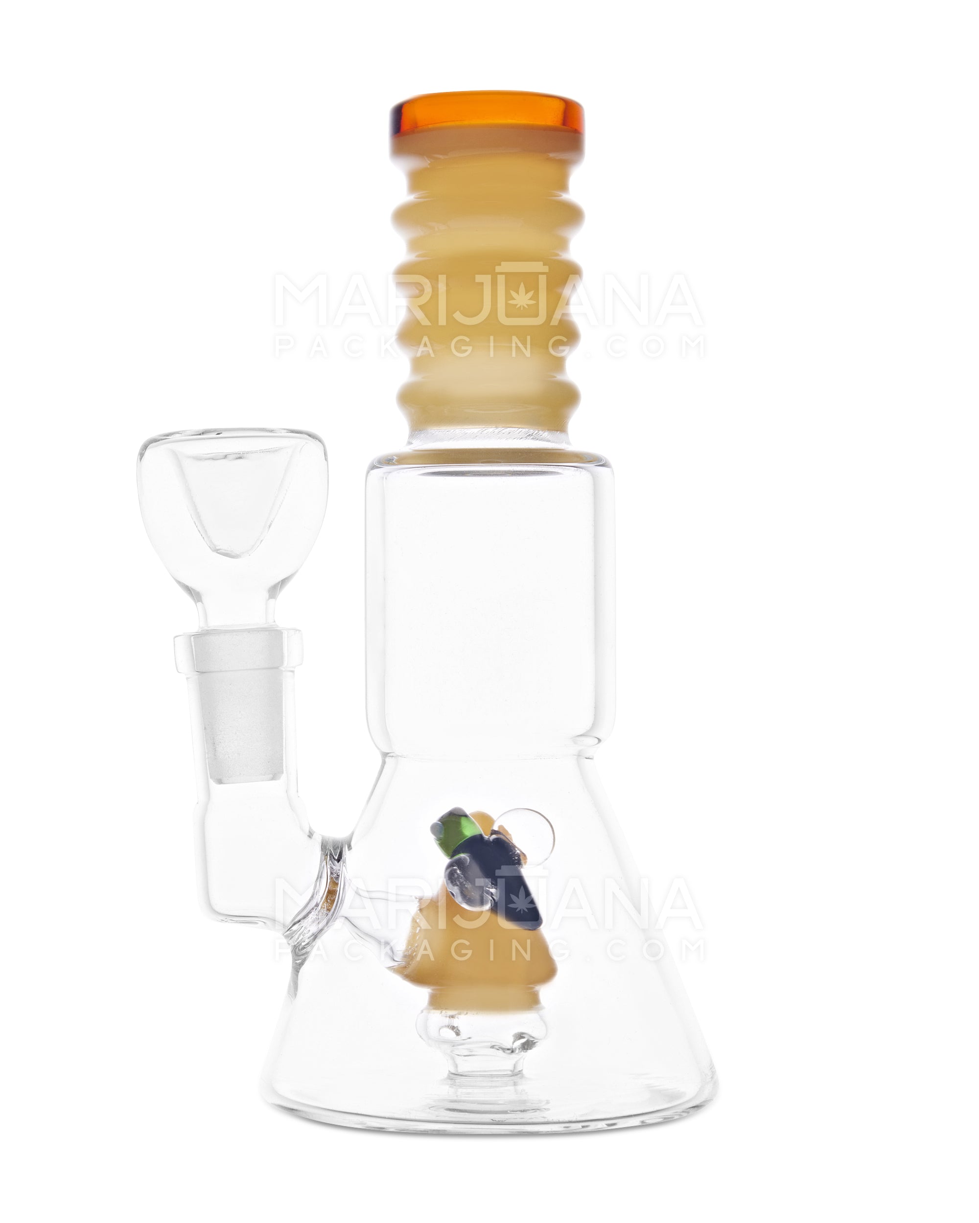 Straight Ringed Neck Beehive Showerhead Perc Glass Water Pipe | 6.5in Tall - 14mm Bowl - Assorted