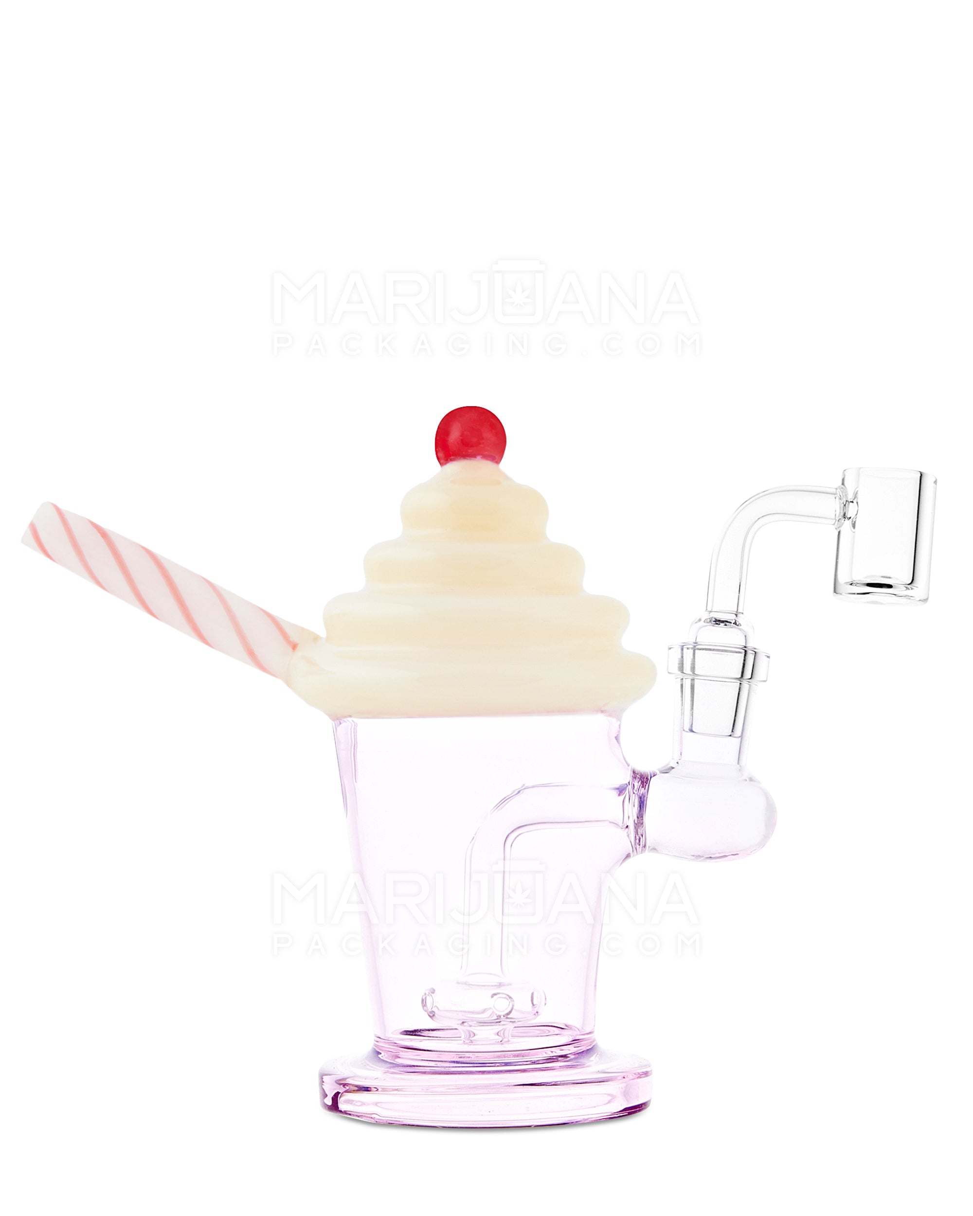 Bent Neck Ice Cream Shake Glass Mini Water Pipe | 6in Tall - 14mm Bowl - Yellow