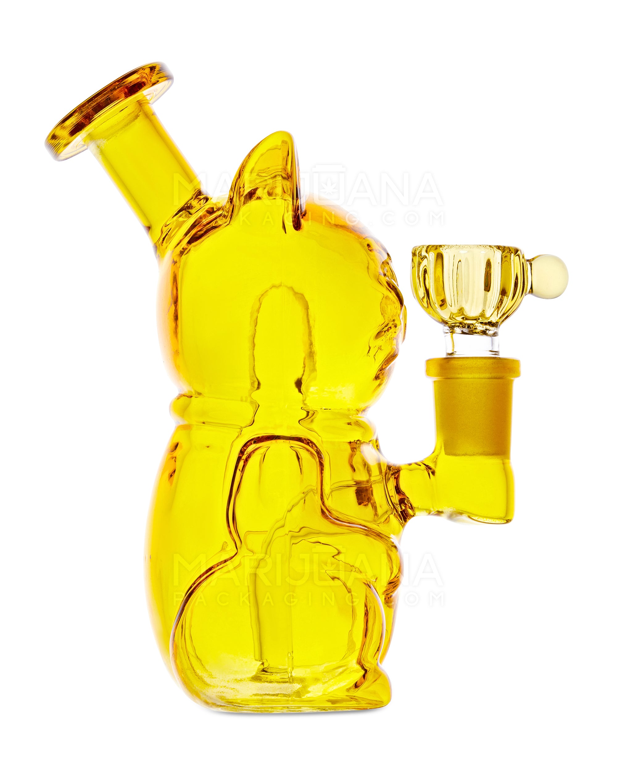 USA Glass | Bent Neck Lucky Cat Glass Mini Water Pipe | 5.5in Tall - 14mm Bowl - Assorted - 2