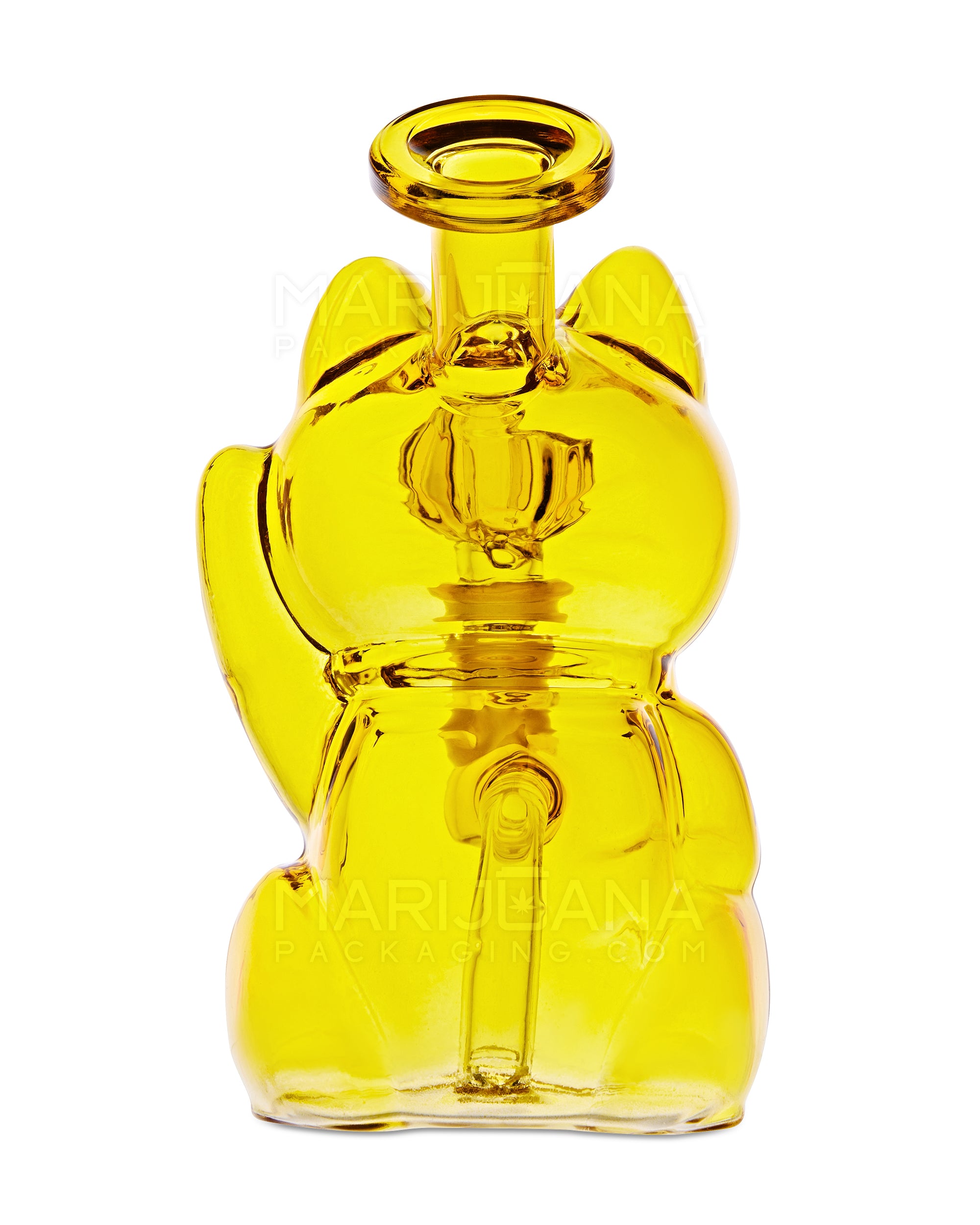 USA Glass | Bent Neck Lucky Cat Glass Mini Water Pipe | 5.5in Tall - 14mm Bowl - Assorted - 5