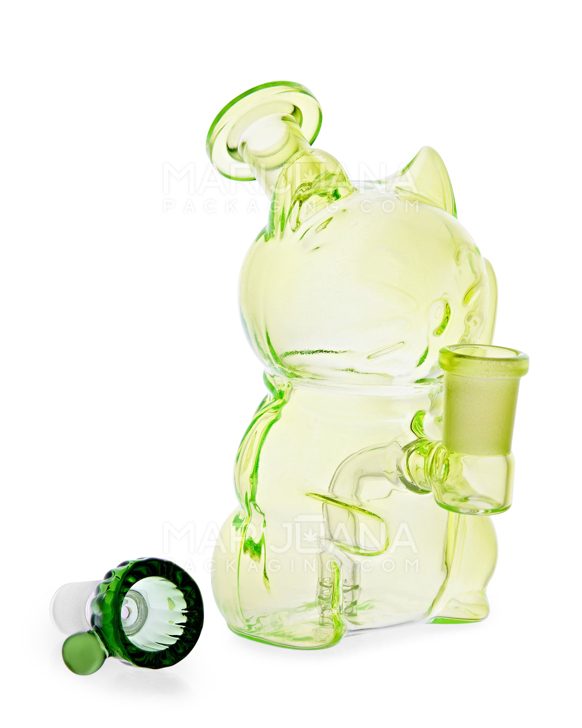 USA Glass | Bent Neck Lucky Cat Glass Mini Water Pipe | 5.5in Tall - 14mm Bowl - Assorted - 6