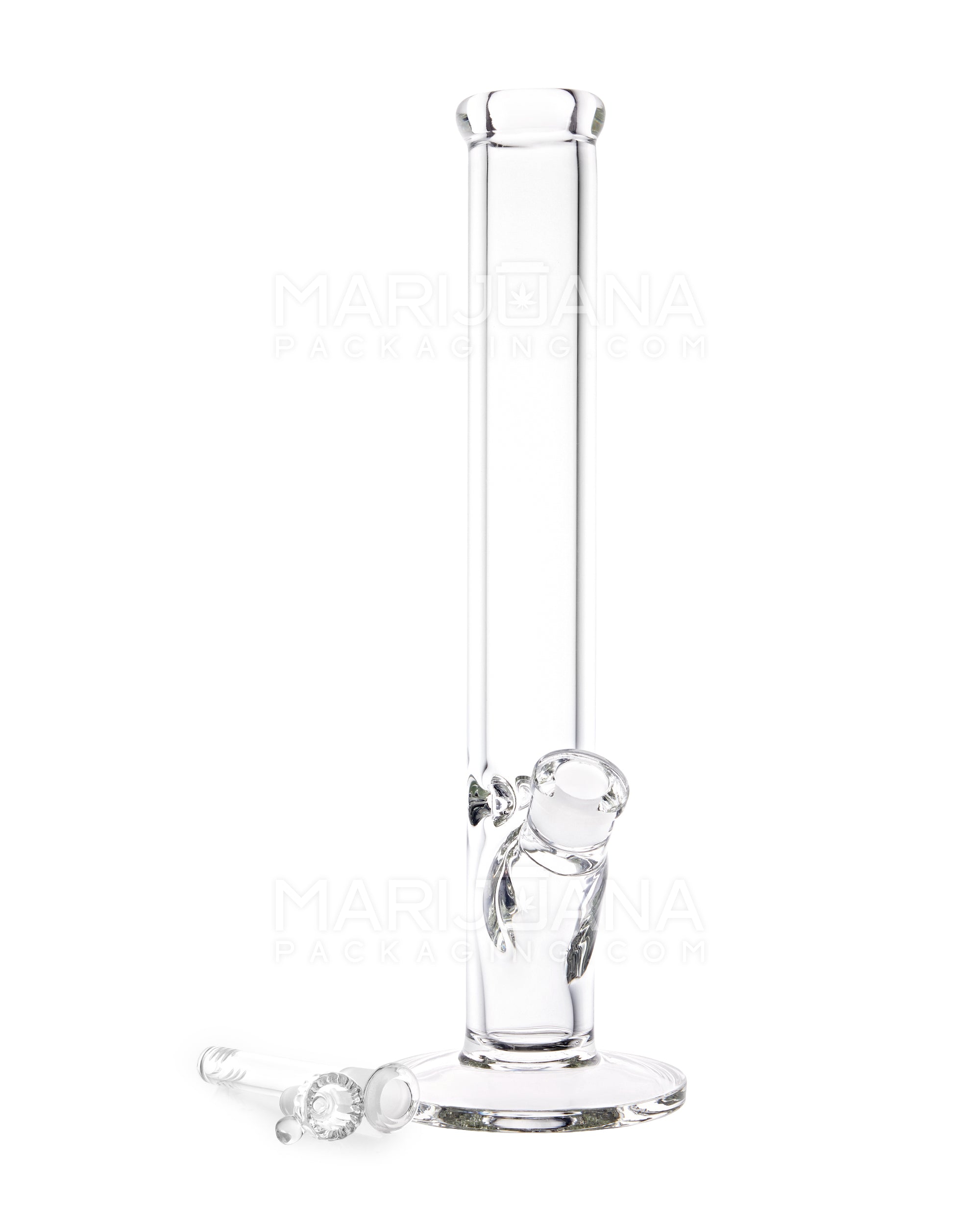 USA Glass | Straight Heavy Glass Water Pipe w/ Ice Catcher | 16in Tall - 14mm Bowl - Clear