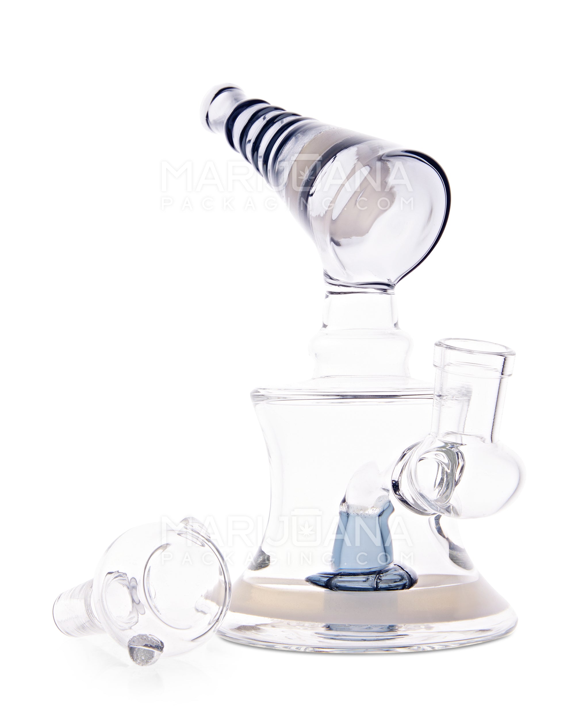 USA Glass | Sidecar Funnel Glass Water Pipe | 6in Tall - 14mm Bowl - Smoke