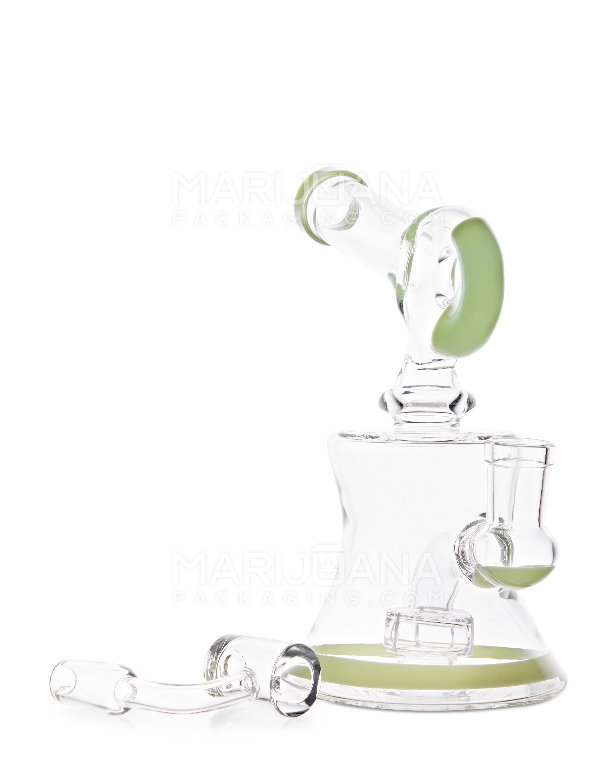USA Glass | Sidecar Donut Glass Water Pipe w/ Honeycomb Bowl | 6.5in Tall - 14mm Bowl - Green