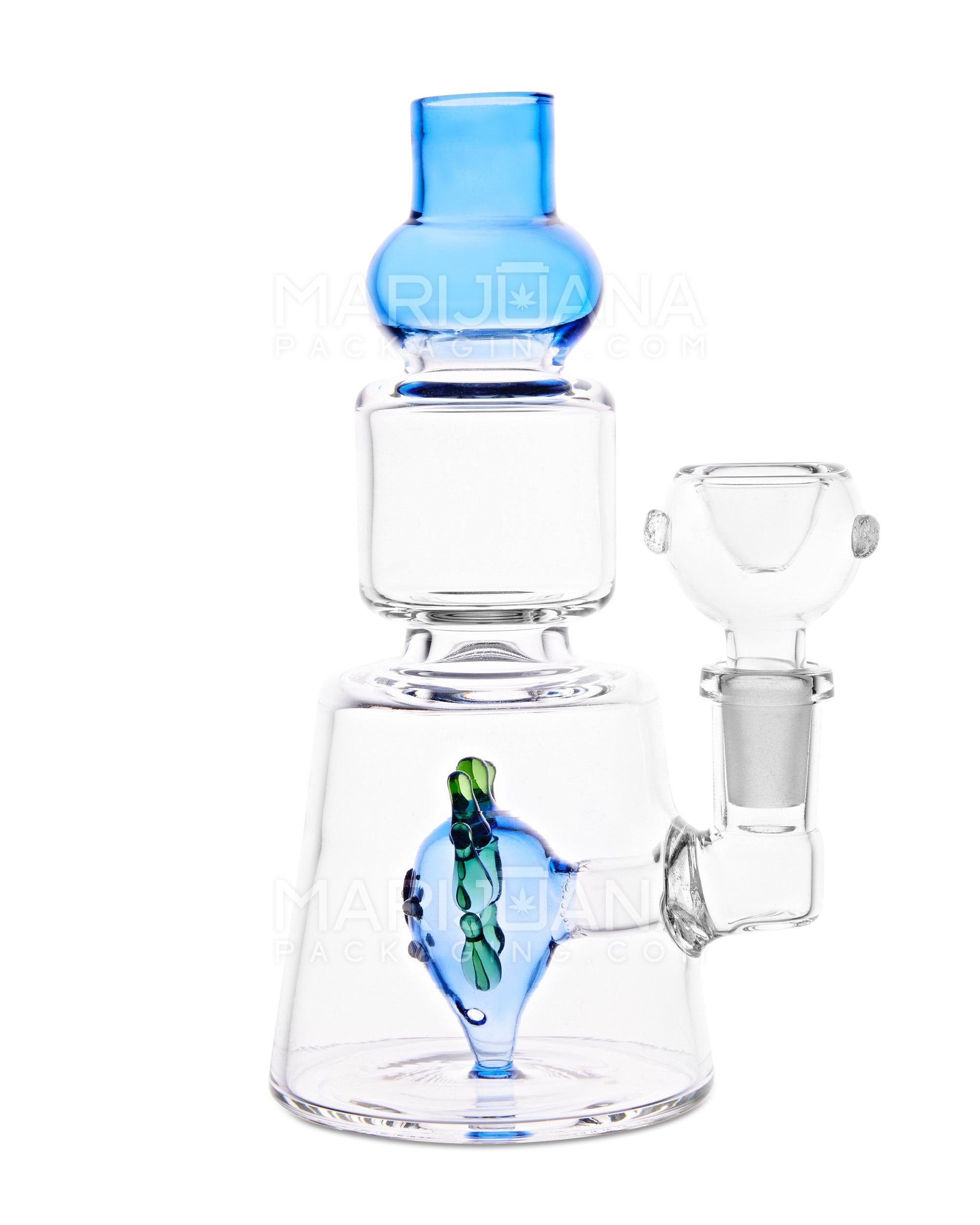 USA Glass | Straight Neck Color Lip Water Pipe w/ Seaweed Face Percolator | 6in Tall - 14mm Bowl - Assorted