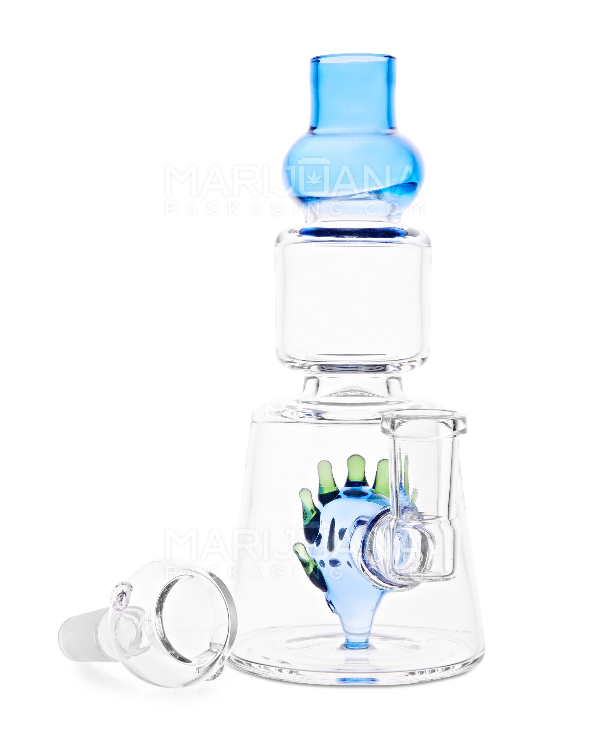 USA Glass | Straight Neck Color Lip Water Pipe w/ Seaweed Face Percolator | 6in Tall - 14mm Bowl - Assorted
