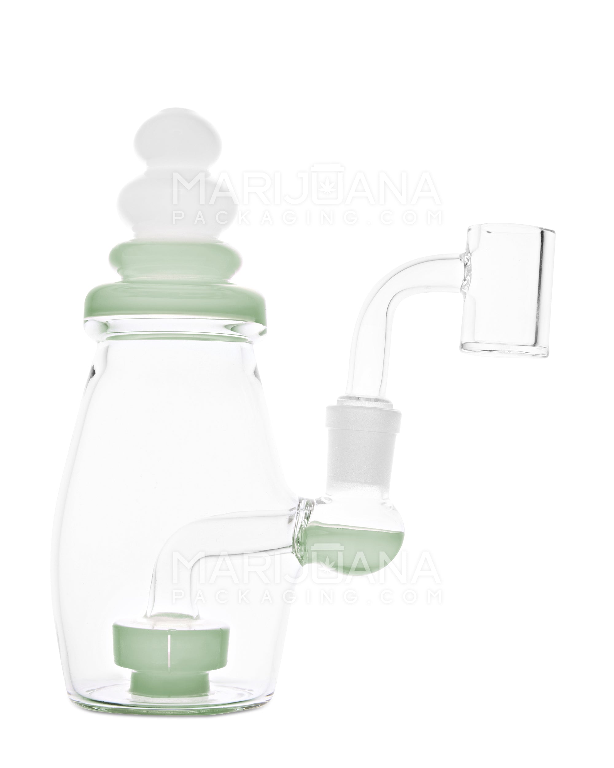 USA Glass | Straight Neck Baby Bottle Water Pipe w/ Showerhead Percolator | 6in Tall - 14mm Bowl - Green