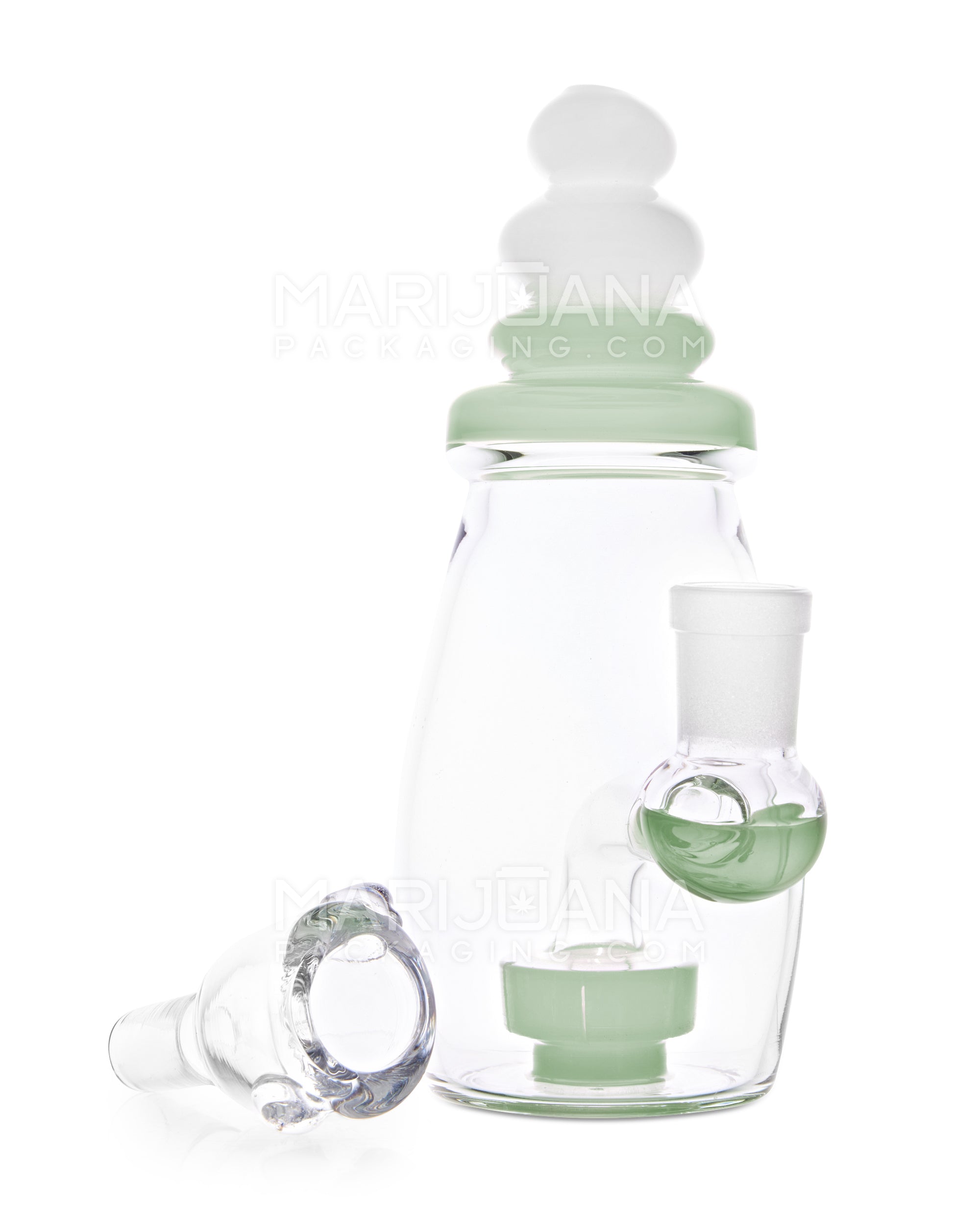USA Glass | Straight Neck Baby Bottle Water Pipe w/ Showerhead Percolator | 6in Tall - 14mm Bowl - Green