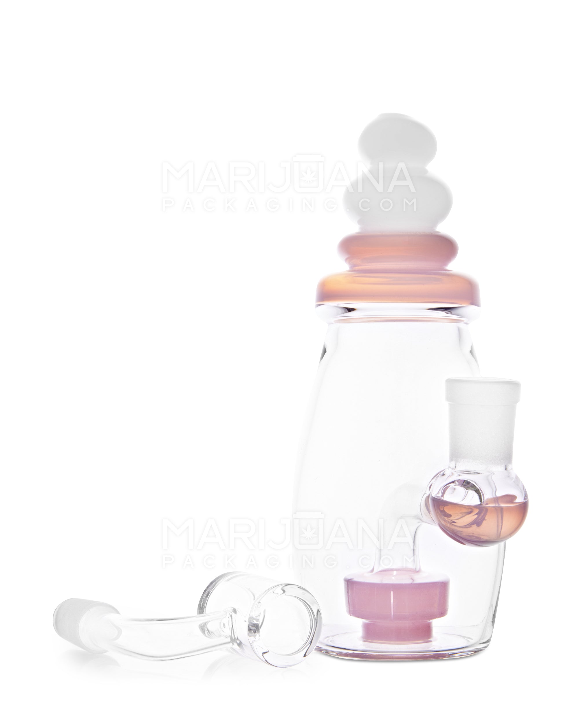 USA Glass | Straight Neck Baby Bottle Water Pipe w/ Showerhead Percolator | 6in Tall - 14mm Bowl - Pink