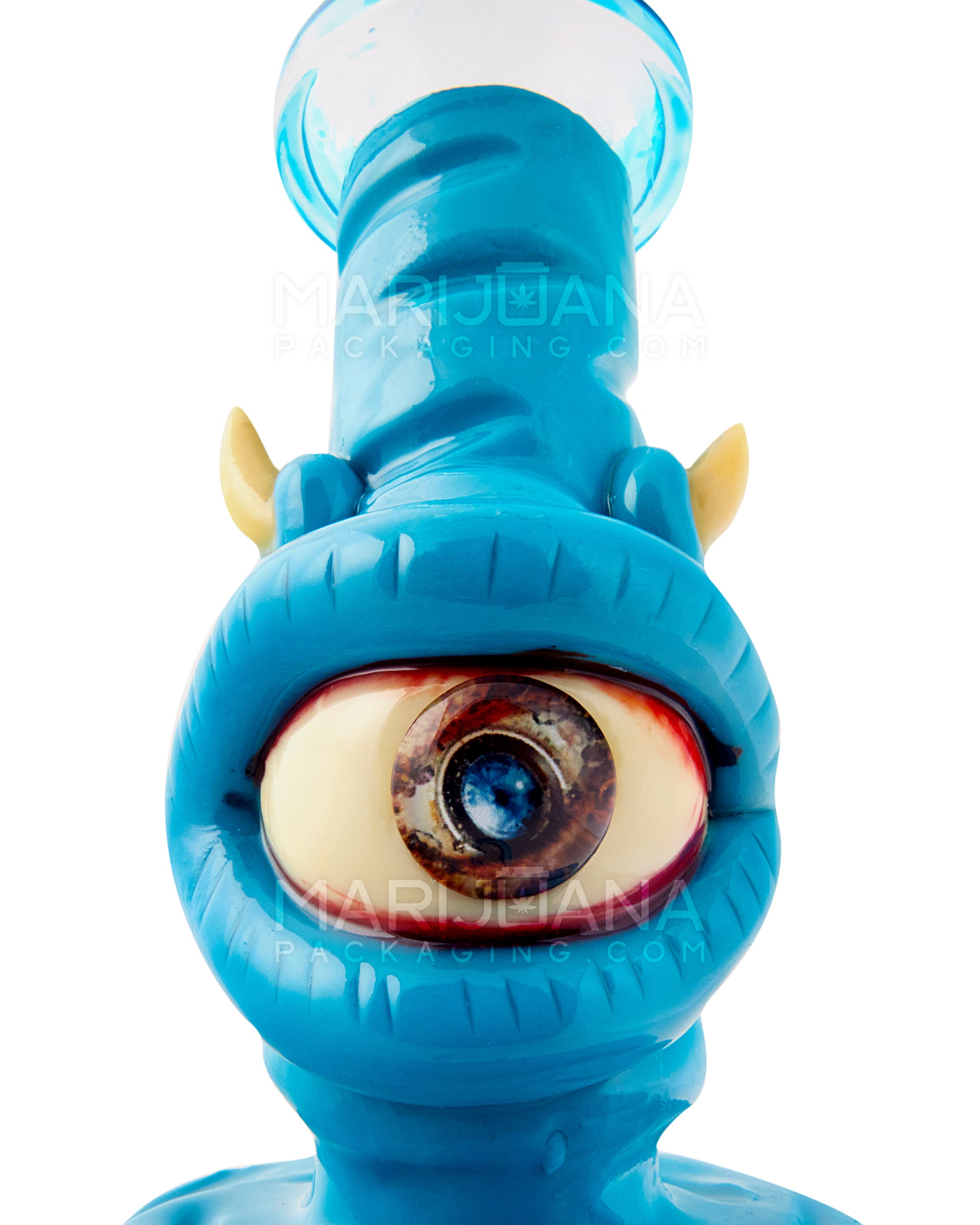 Monster Horned Cyclops Water Pipe | 7in Tall - 14mm Bowl - Blue
