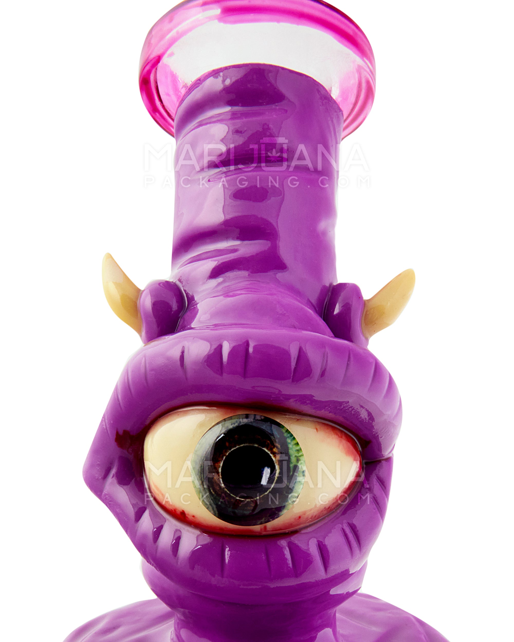 Monster Horned Cyclops Water Pipe | 7in Tall - 14mm Bowl - Purple