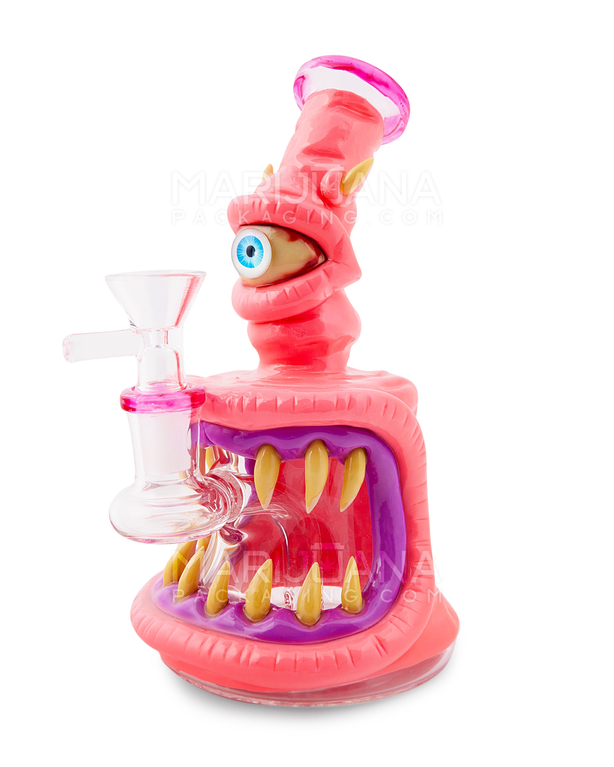 Monster Horned Cyclops Water Pipe | 7in Tall - 14mm Bowl - Pink