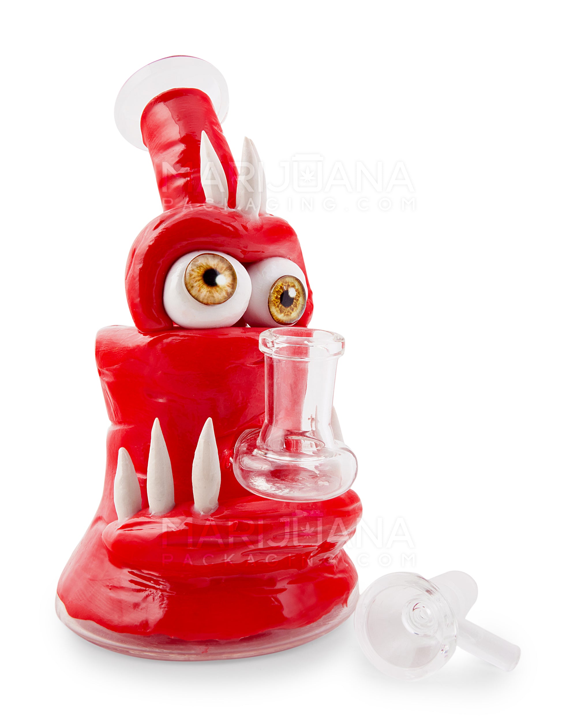 Monster Three Horned Water Pipe | 6.5in Tall - 14mm Bowl - Red