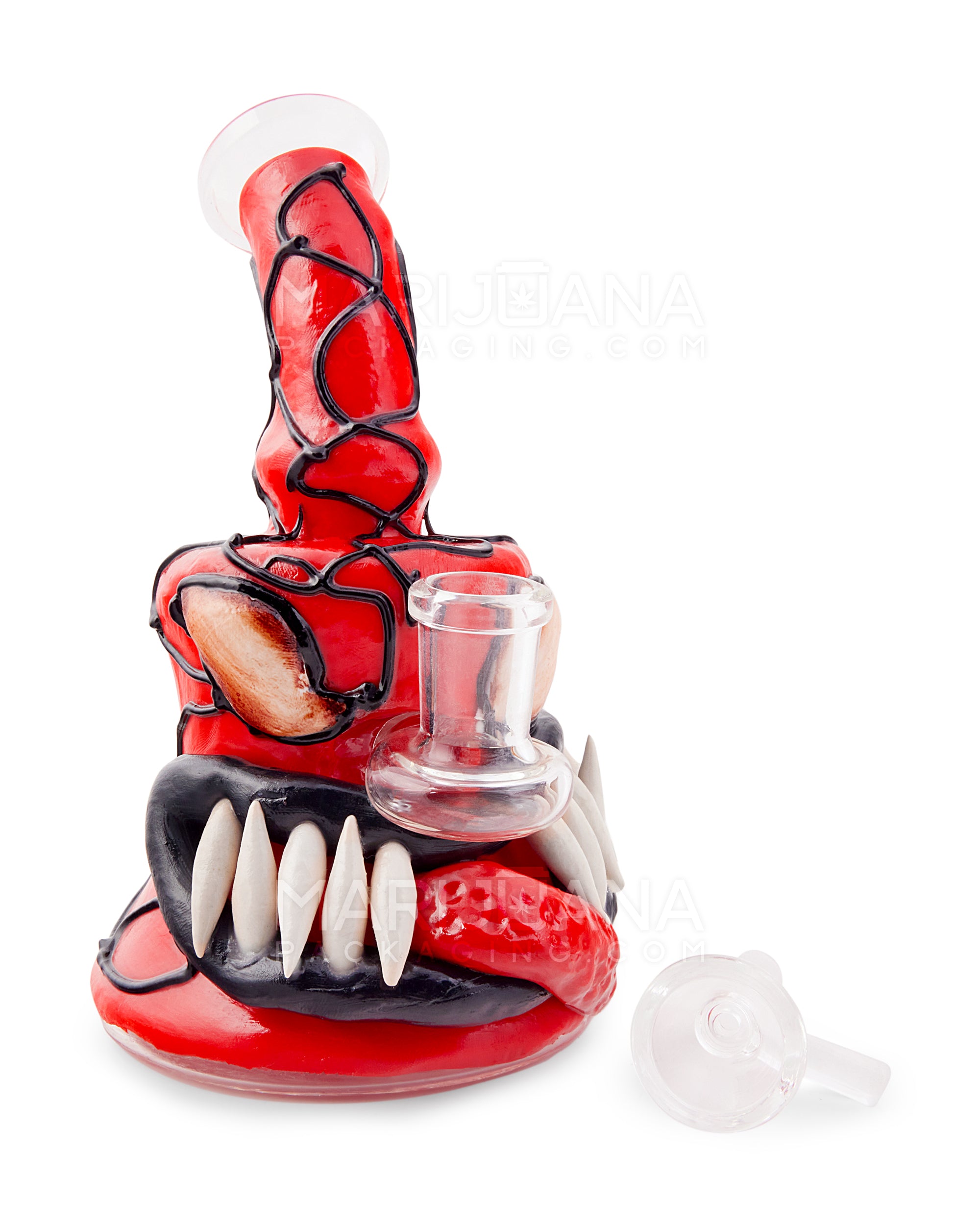 Monster Carnage w/ Tongue Water Pipe | 6.5in Tall - 14mm Bowl - Red - 2