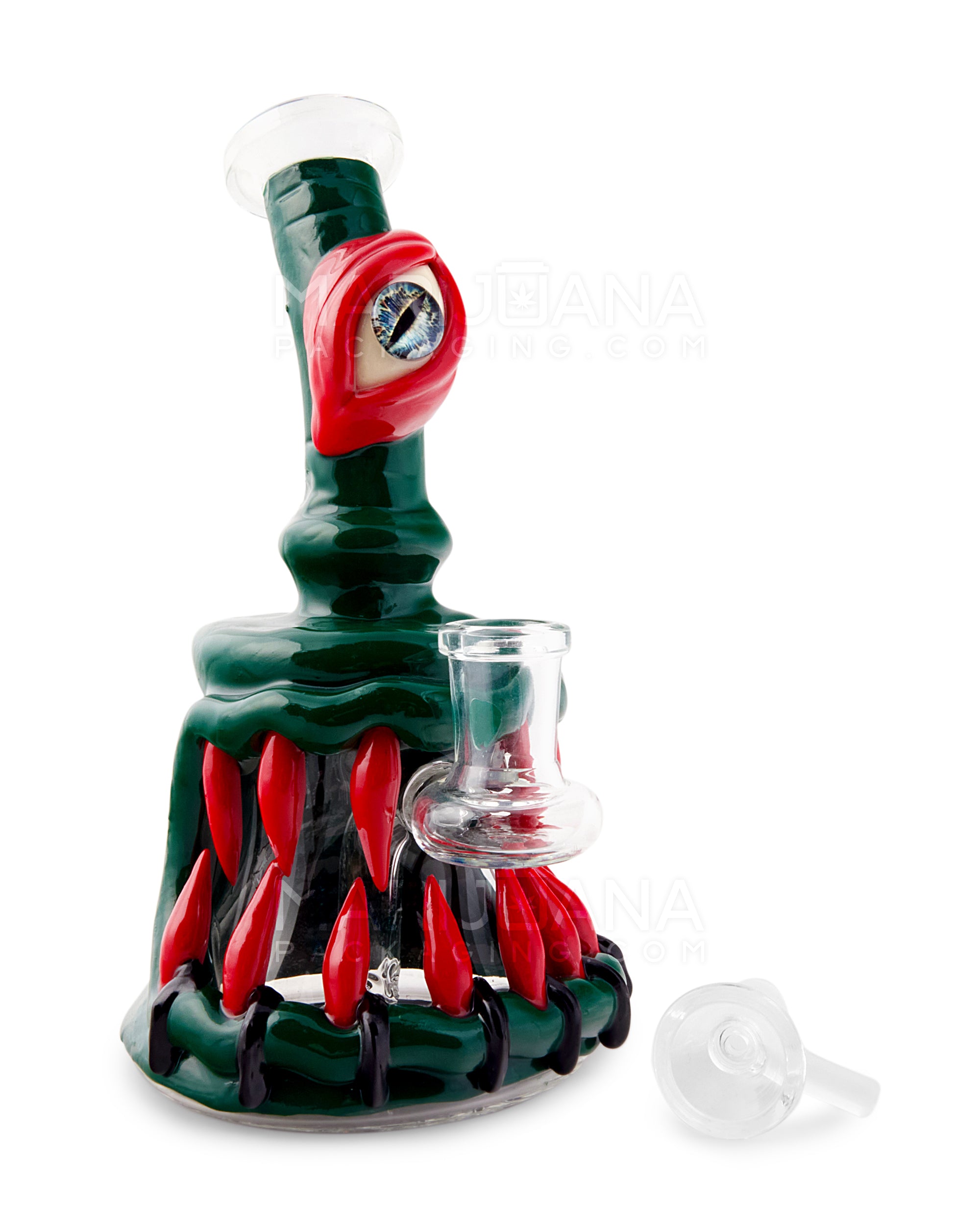 Monster Angled Cyclops Water Pipe | 7in Tall - 14mm Bowl - Green