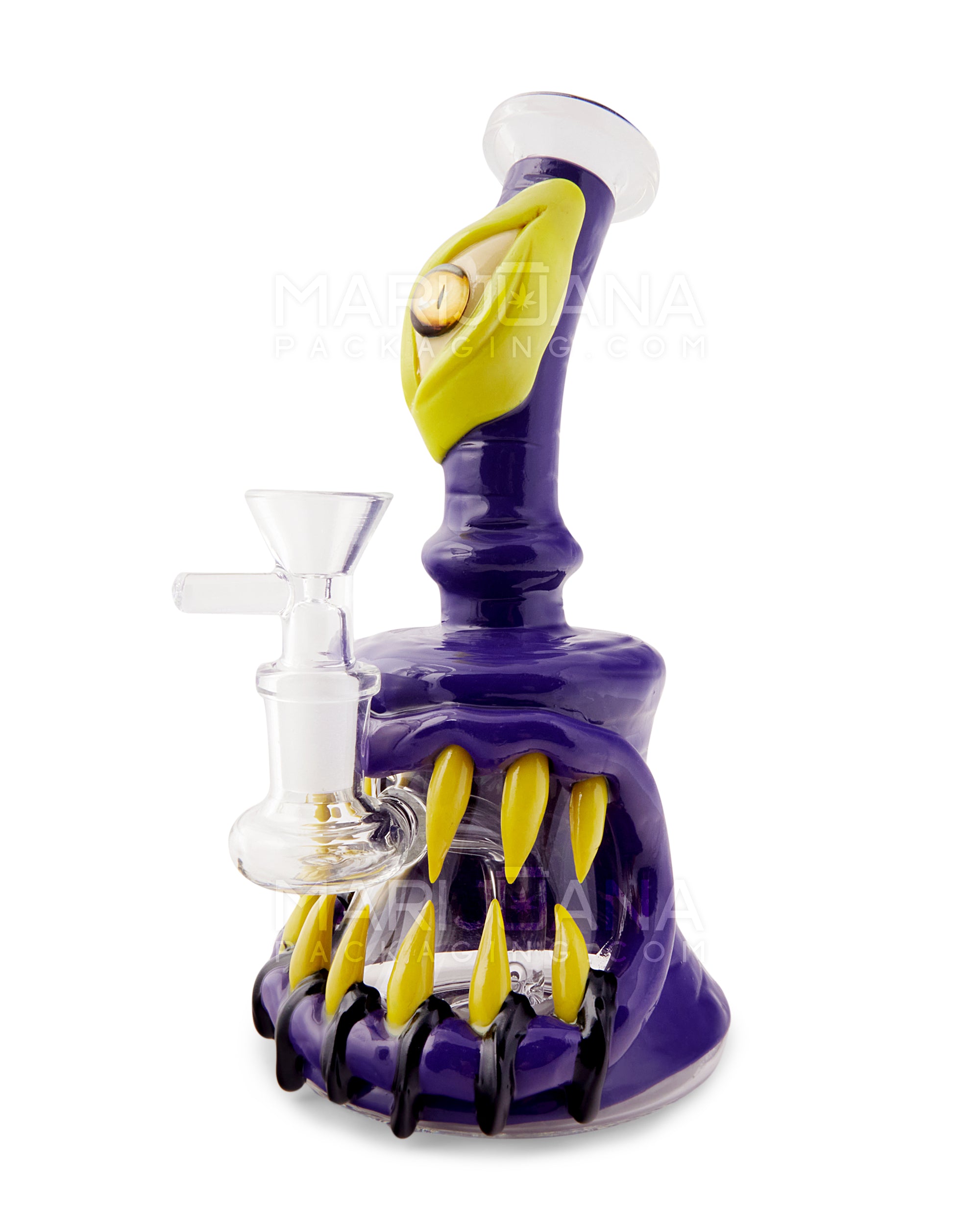 Monster Angled Cyclops Water Pipe | 7in Tall - 14mm Bowl - Purple