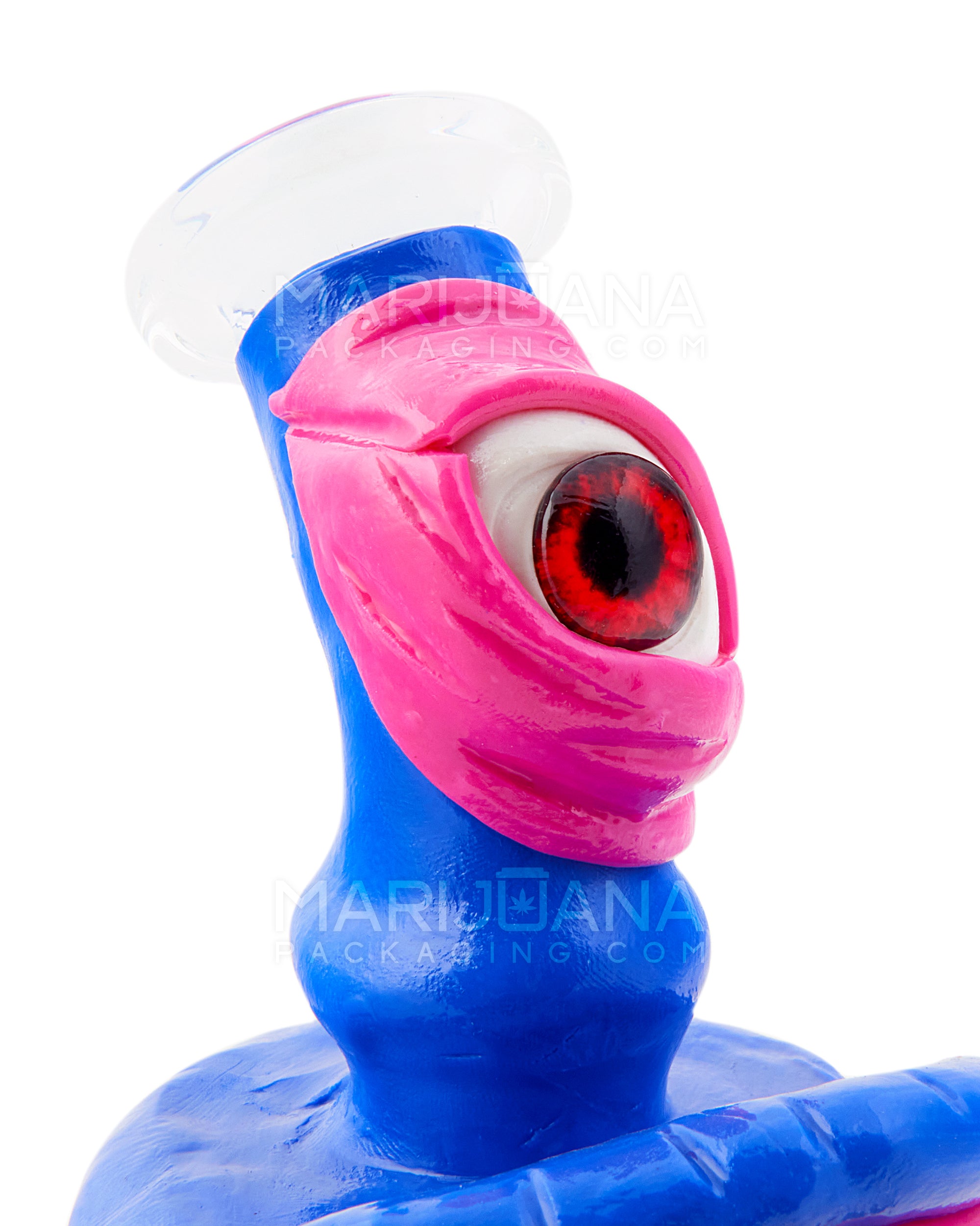 Monster Angled Cyclops Water Pipe | 7in Tall - 14mm Bowl - Blue