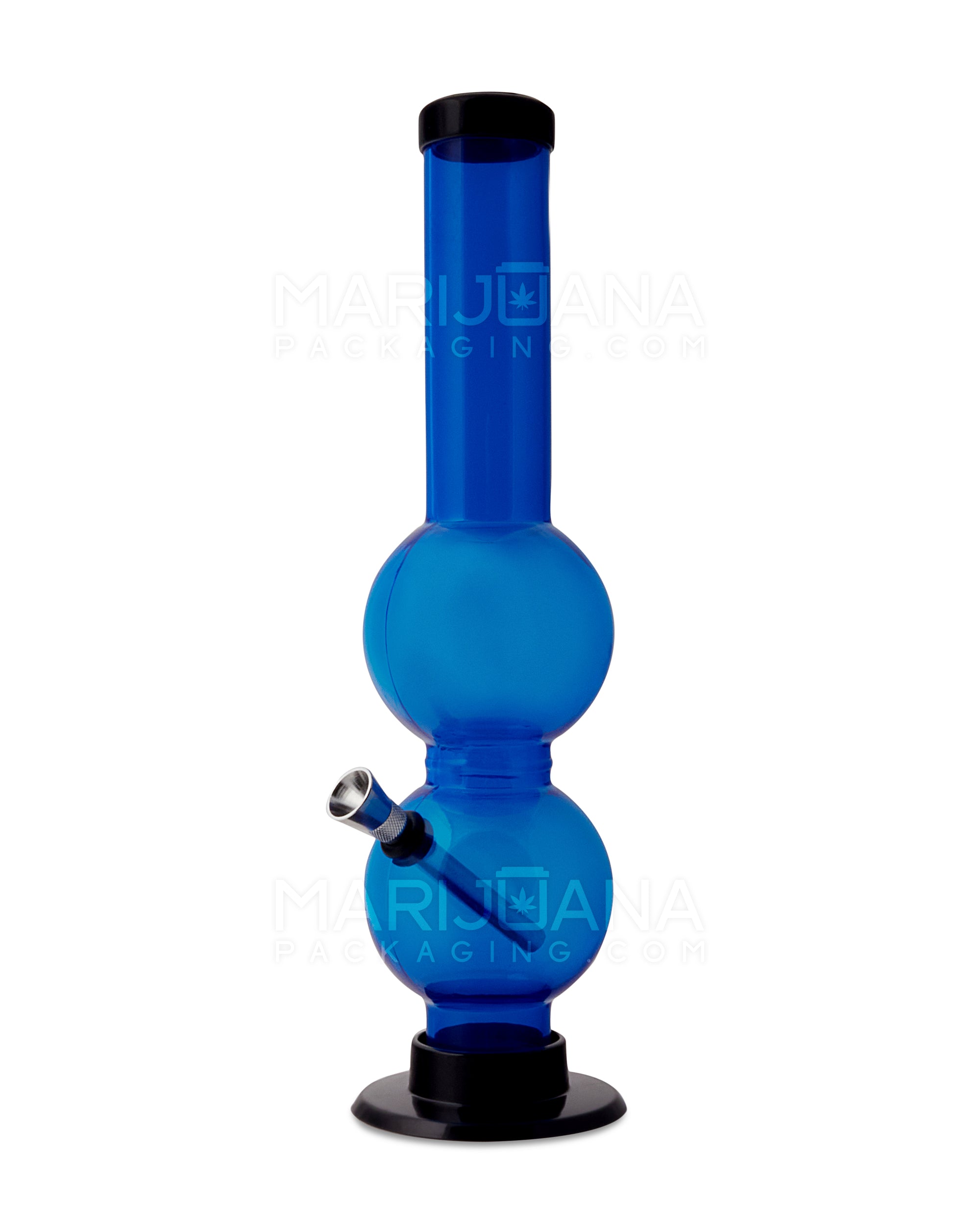Double Chamber | Straight Neck Acrylic Water Pipe | 12in Tall - Grommet Bowl - Assorted