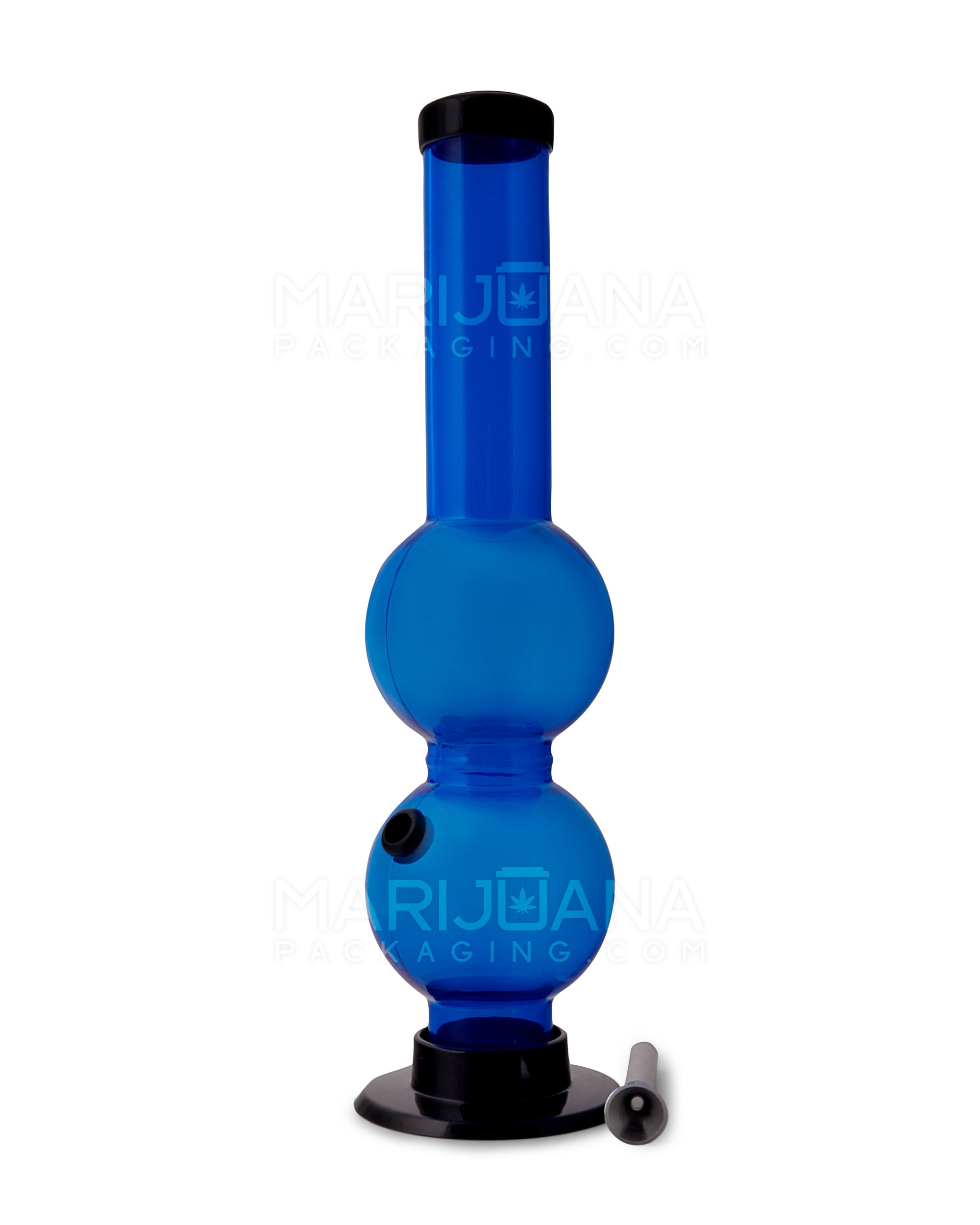 Double Chamber | Straight Neck Acrylic Water Pipe | 12in Tall - Grommet Bowl - Assorted