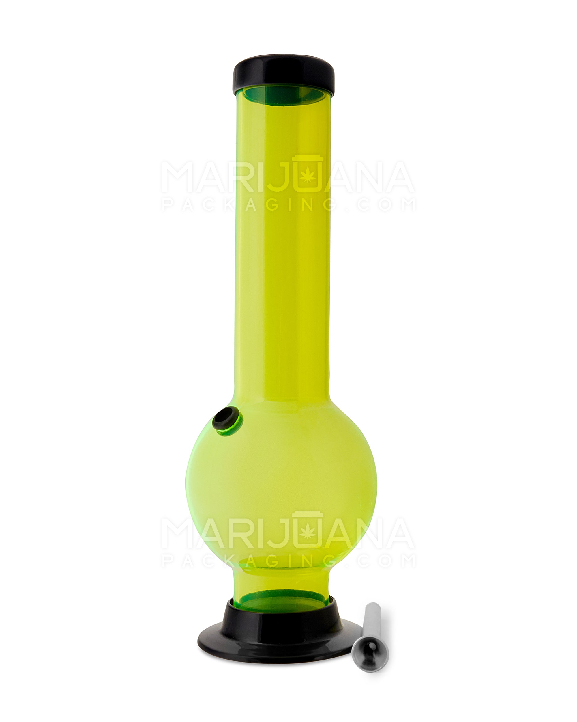 Straight Neck Acrylic Wide Water Pipe | 12in Tall - Grommet Bowl - Assorted
