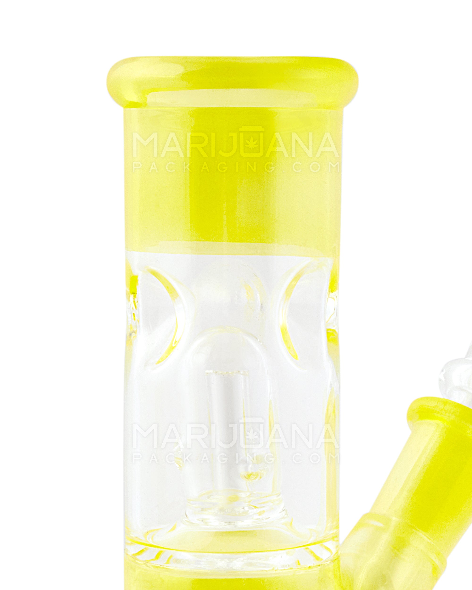 Single Chamber | Straight Neck Dome Perc Glass Mini Water Pipe w/ Ice Catcher | 6in Tall - 14mm Bowl - Yellow
