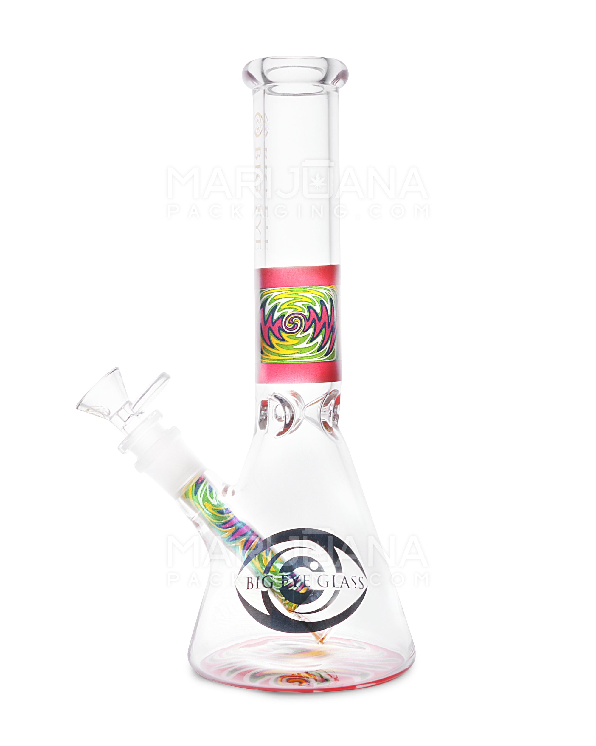 Straight Neck Wig Wag Big Eye Glass Water Pipe w/ Ice Catcher | 10.5in Tall - 14mm Bowl - Assorted