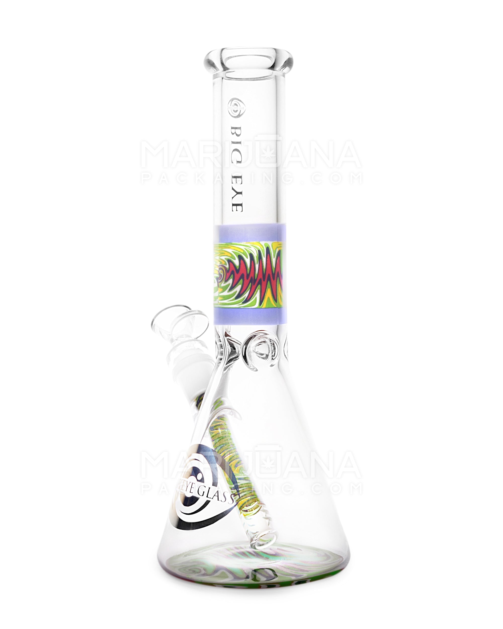 Straight Neck Wig Wag Big Eye Glass Water Pipe w/ Ice Catcher | 10.5in Tall - 14mm Bowl - Assorted