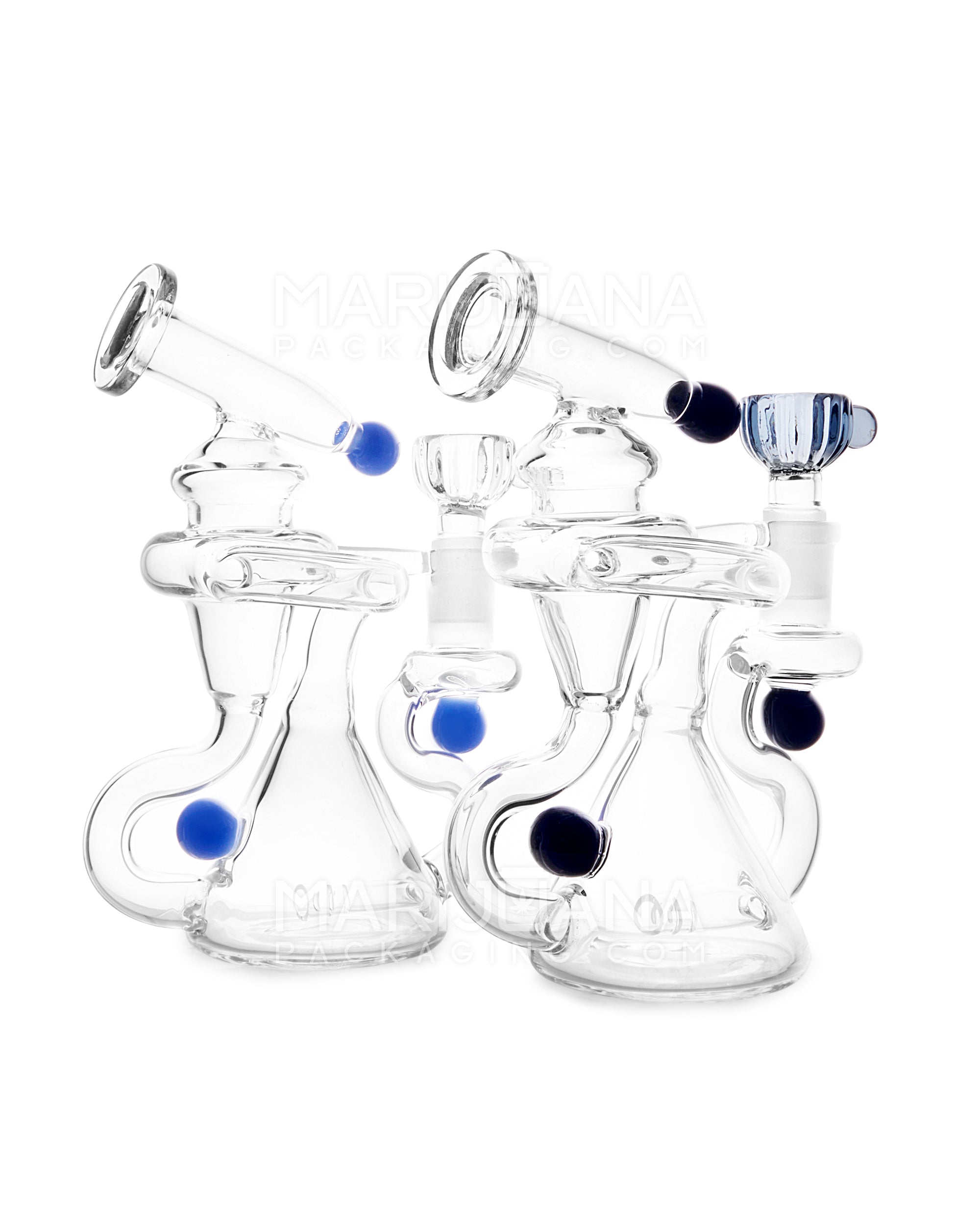 USA Glass | Single Funnel Uptake Recycler Water Pipe | 6in Tall - 14mm Bowl - Assorted
