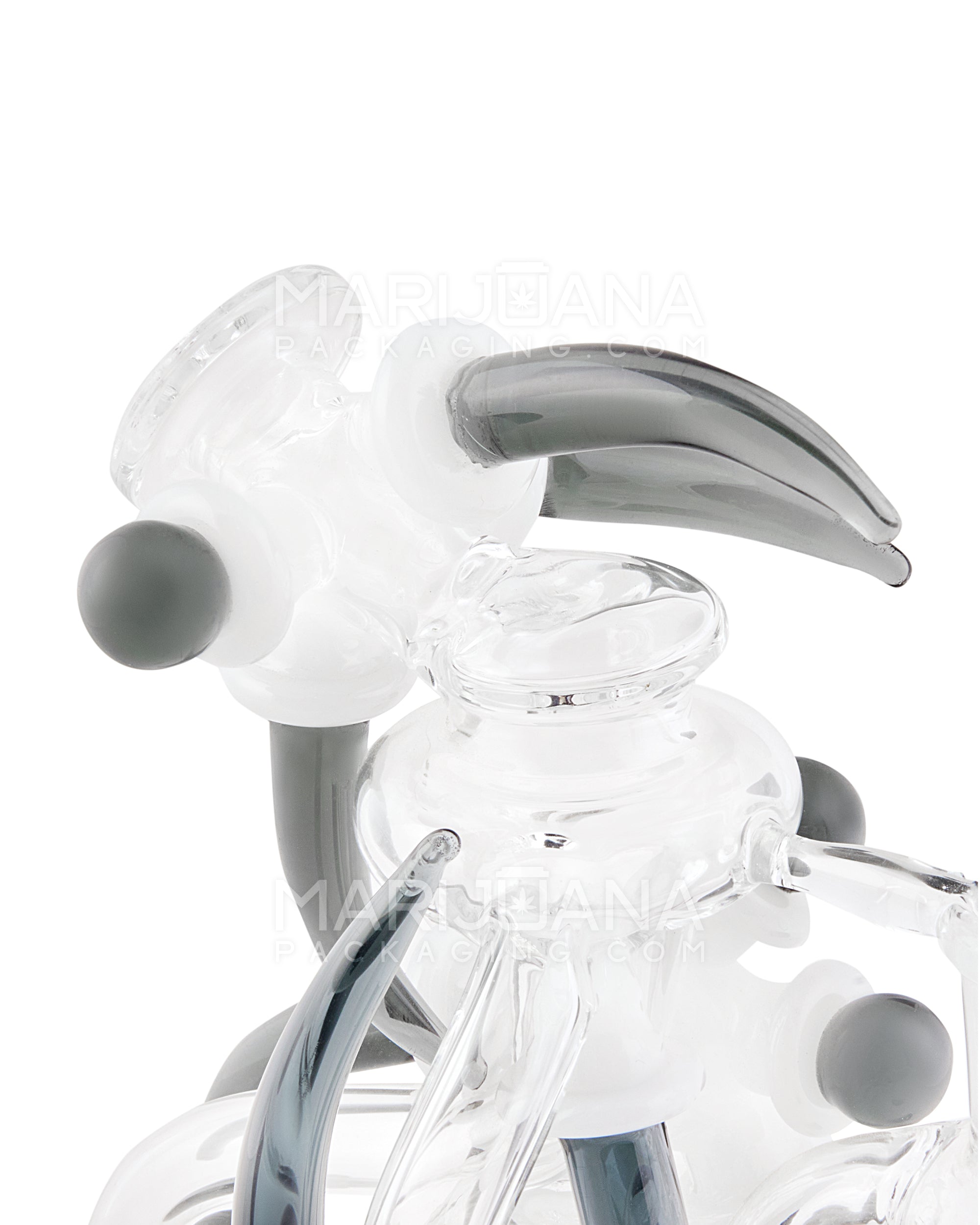 USA Glass | Bent Neck Claw Design Recycler Water Pipe | 7in Tall - 14mm Bowl - Smoke