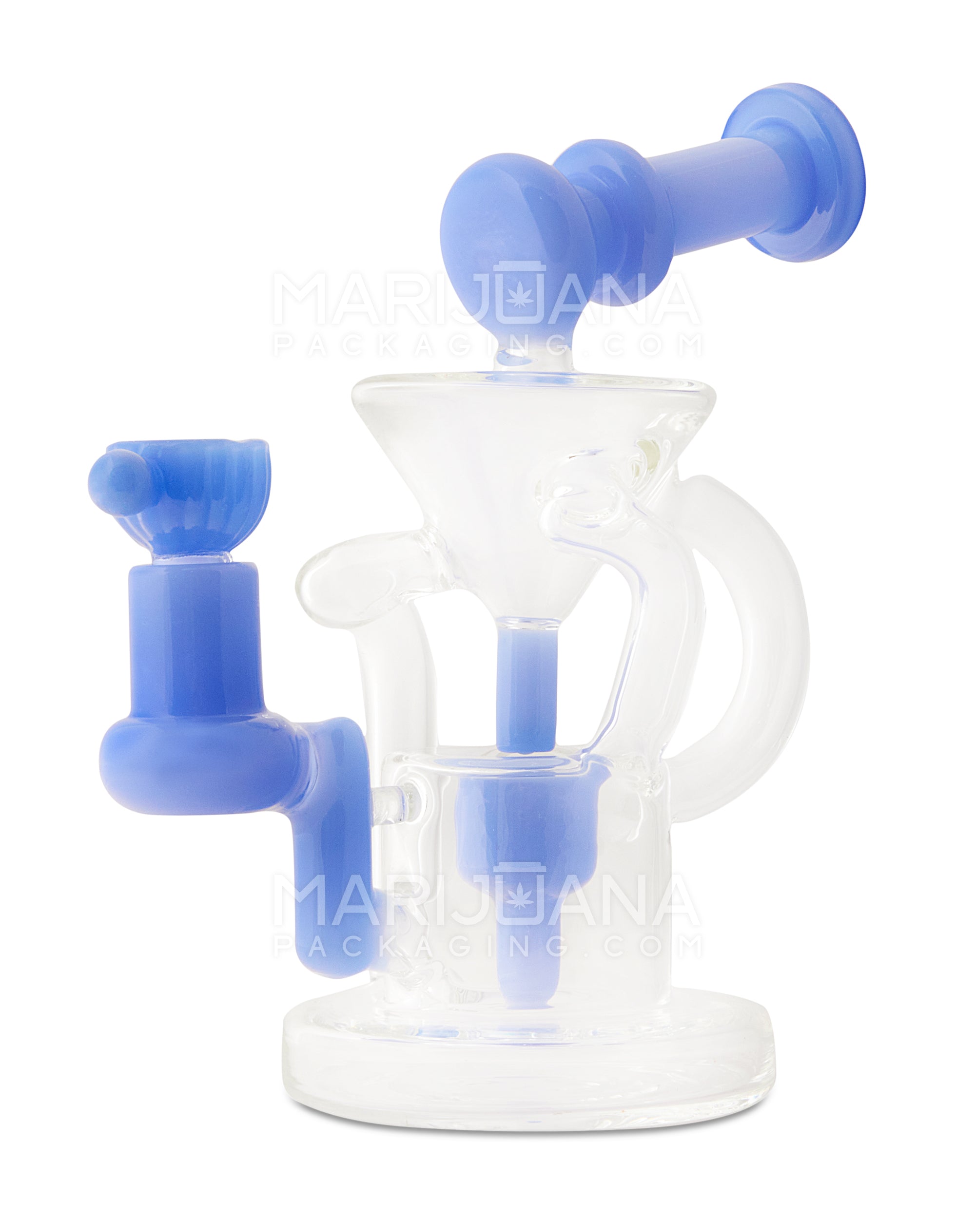 USA Glass | Sidecar Funnel Single Uptake Ball Water Pipe | 6.5in Tall - 14mm Bowl - Blue
