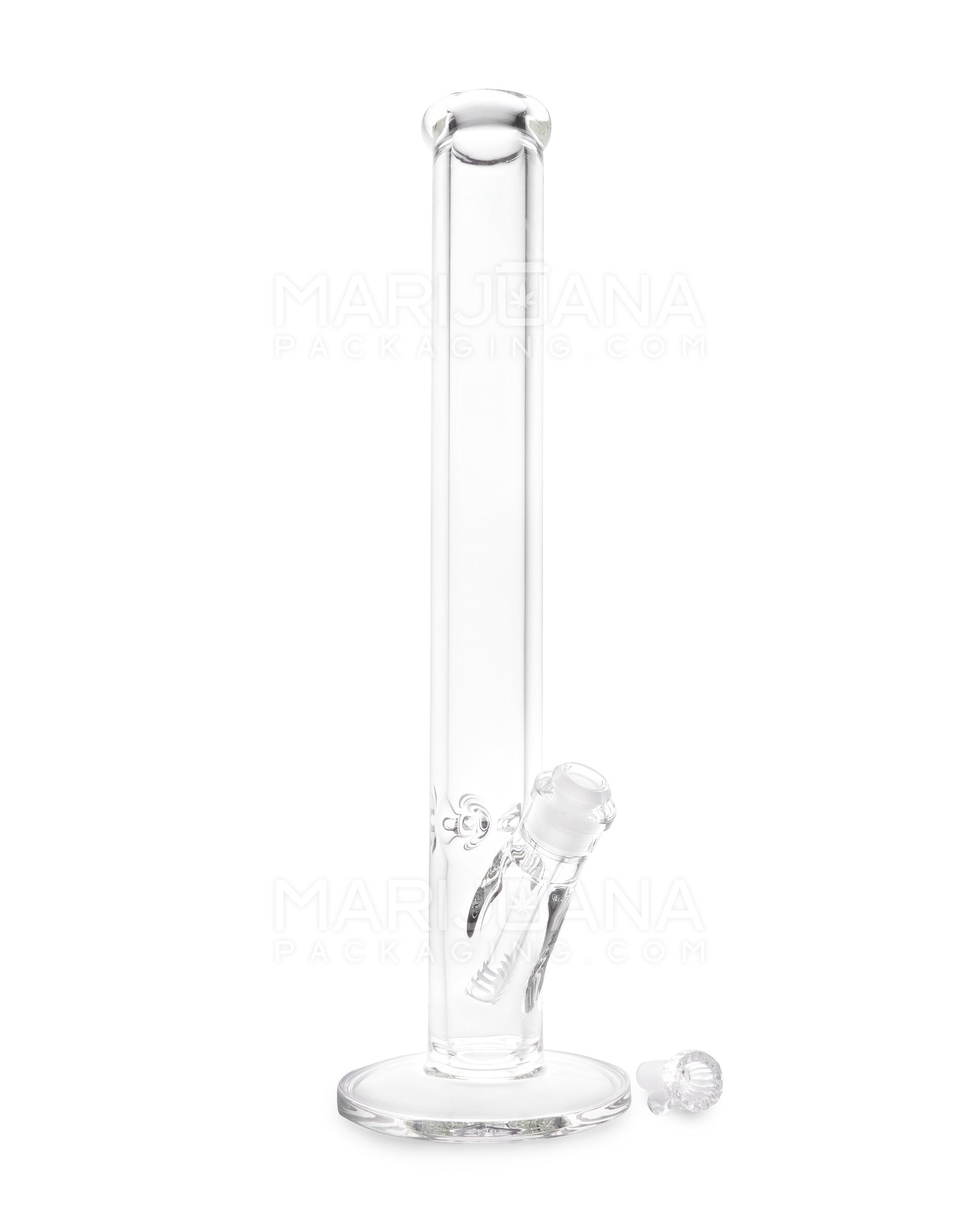 USA Glass | Straight Neck Heavy Thick Glass Water Pipe w/ Ice Catcher | 18in Tall - 14mm Bowl - Clear