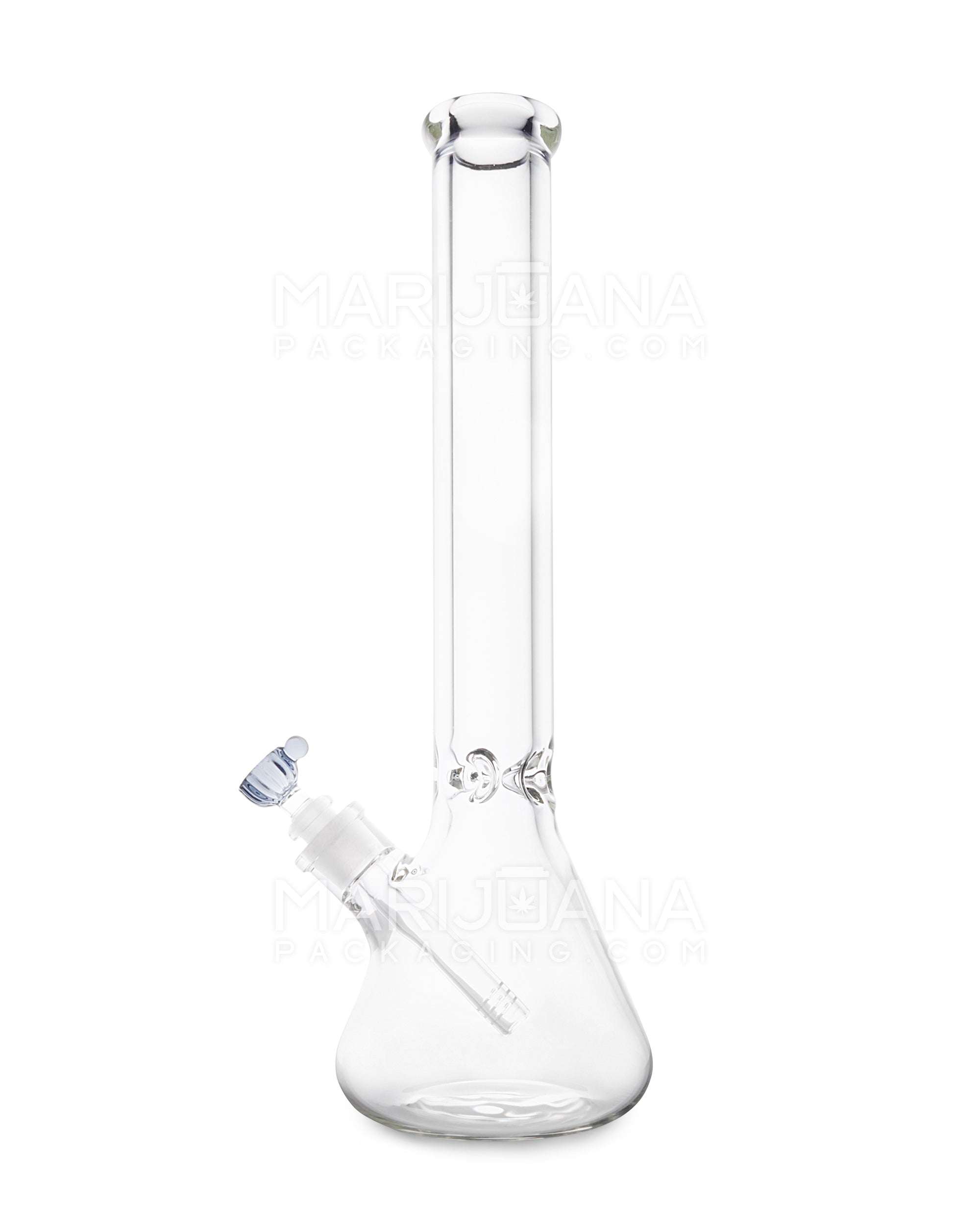 USA Glass | Straight Neck Heavy Thick Glass Beaker Water Pipe w/ Ice Catcher | 16in Tall - 14mm Bowl - Clear