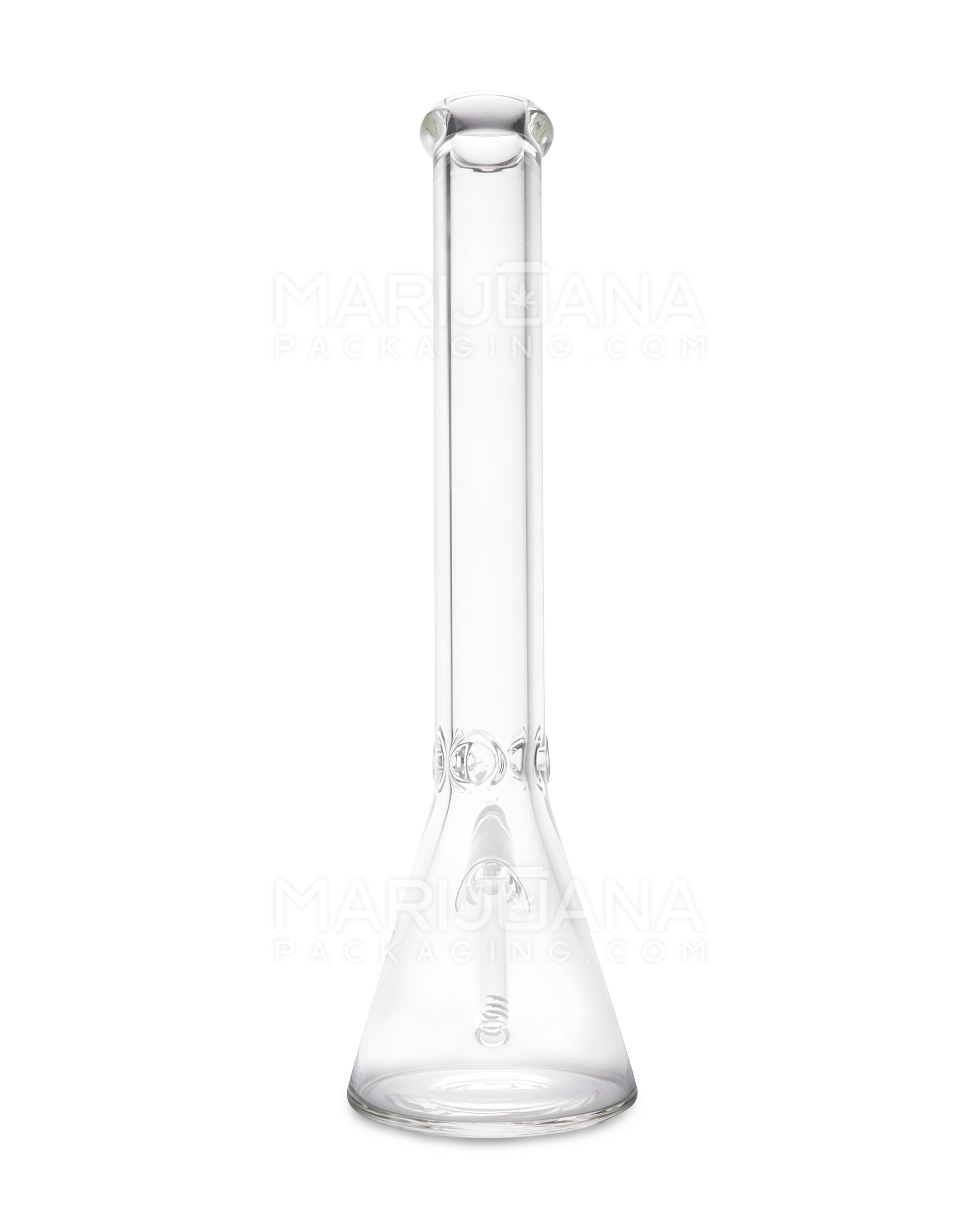 USA Glass | Straight Neck Heavy Thick Glass Beaker Water Pipe w/ Ice Catcher | 18in Tall - 14mm Bowl - Clear